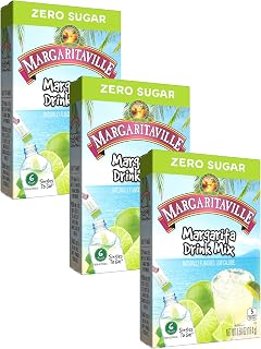 Margaritaville, Singles To Go Water Drink Mix Flavored NonAlcoholic Powder Sticks 6 Count, Margarita, 0.55 Ounce (Pack of 3)