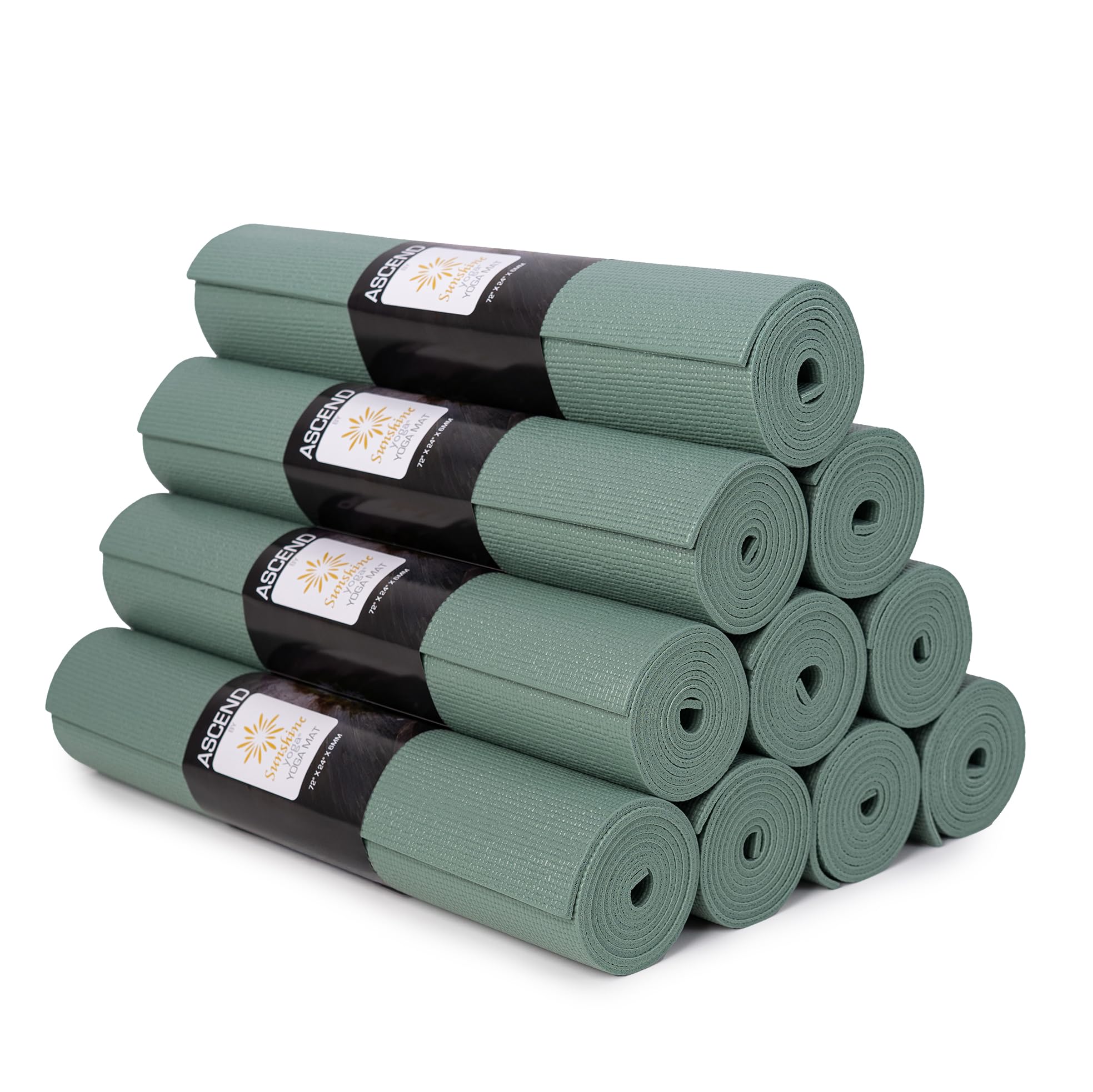 Sunshine Yoga 4 or 10 Pack Ascend Yoga Mat - 72 x 24 x 6mm Non-Slip Exercise Mat