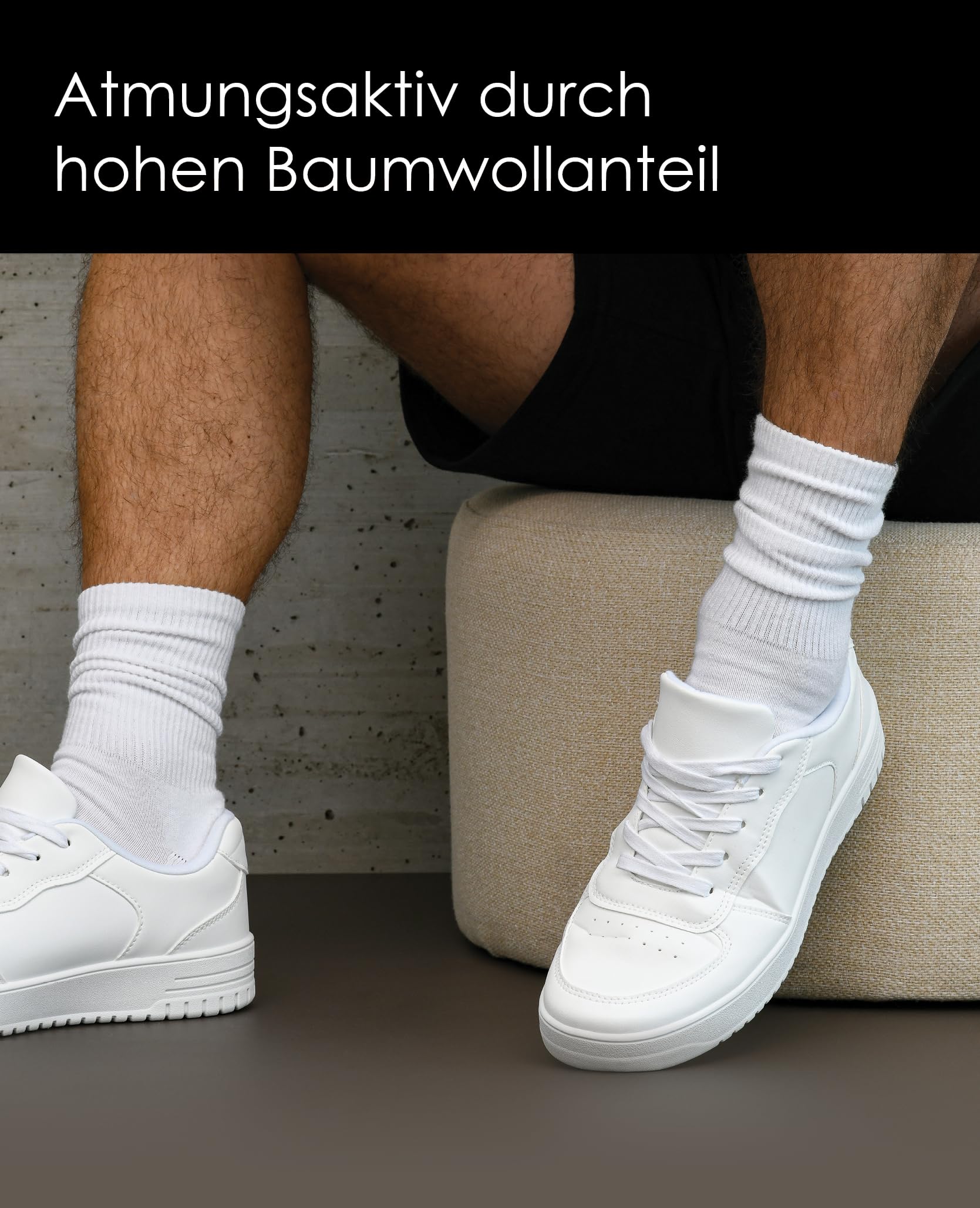 NYME Tennissocken Damen Herren 6-10 Paar - Socken Herren Atmungsaktive & Gepolsterte Sportsocken - Baumwolle Schwarze und Weiße Socken - 4 Größen (35-50)