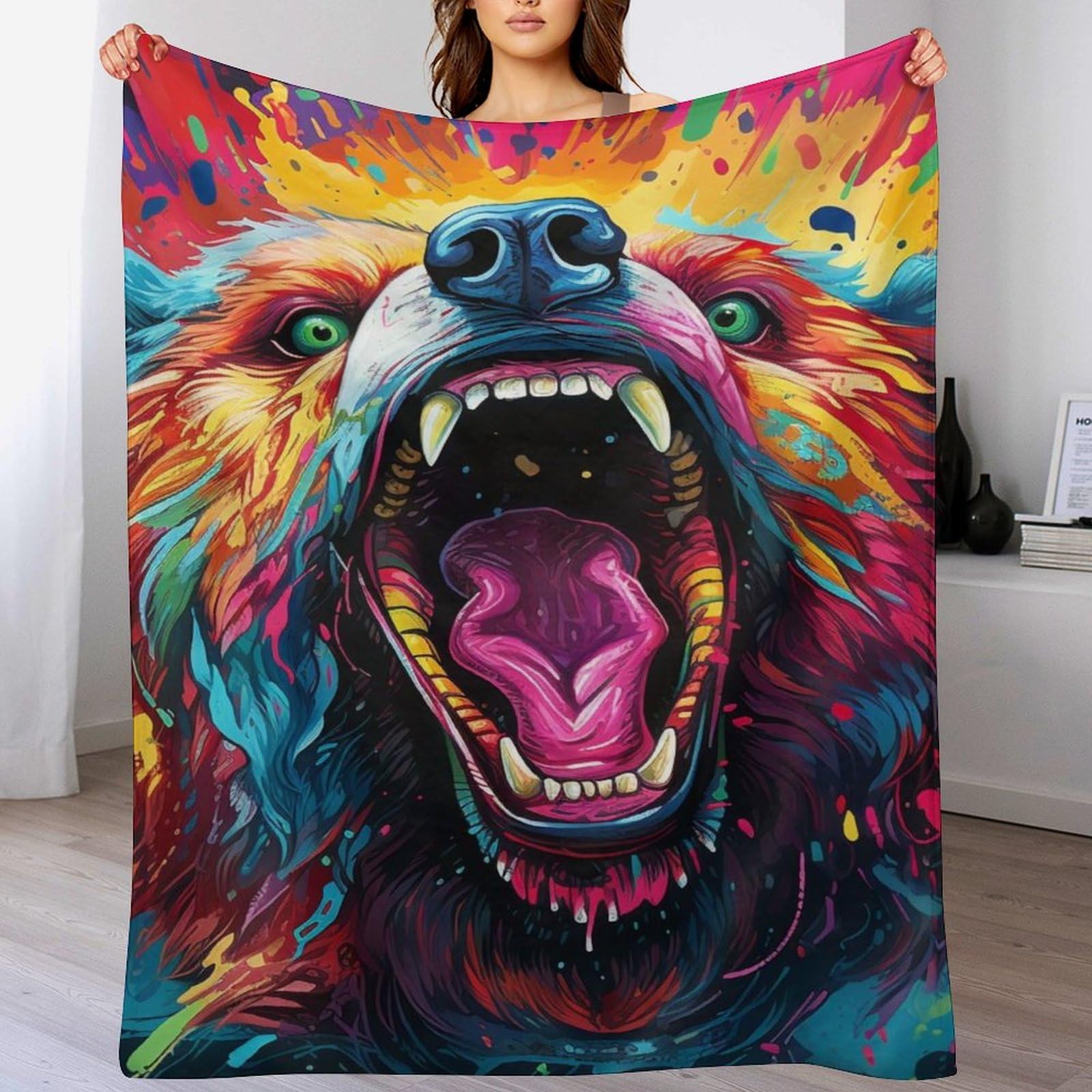 Ours Plaid Canape Couverture Polaire Lavable Fini Le Froid Devant La TV
