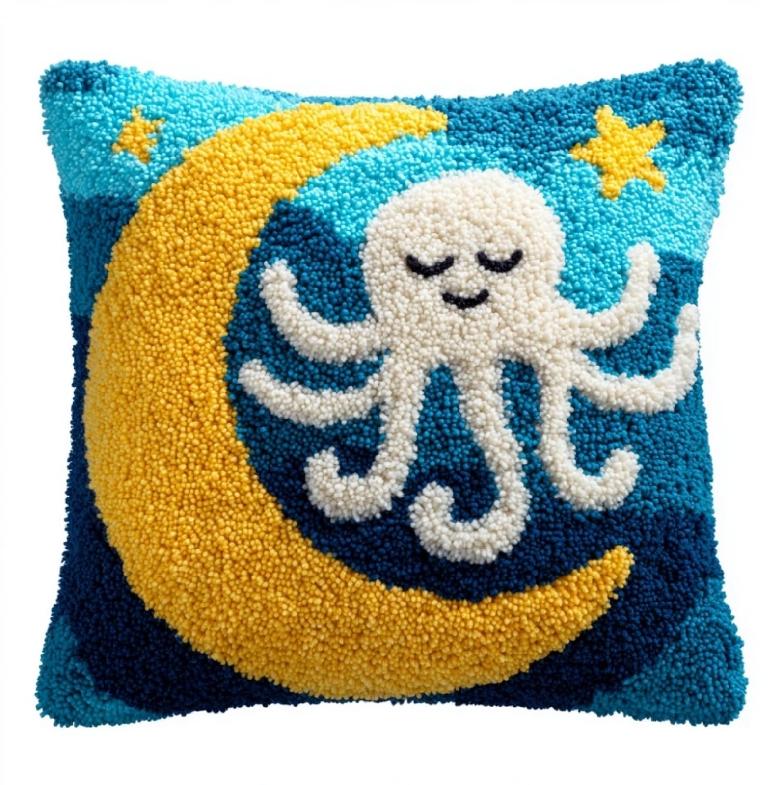 WallustrioaW Latch Hook Pillow Kit for Adults,Octopus and the Moon