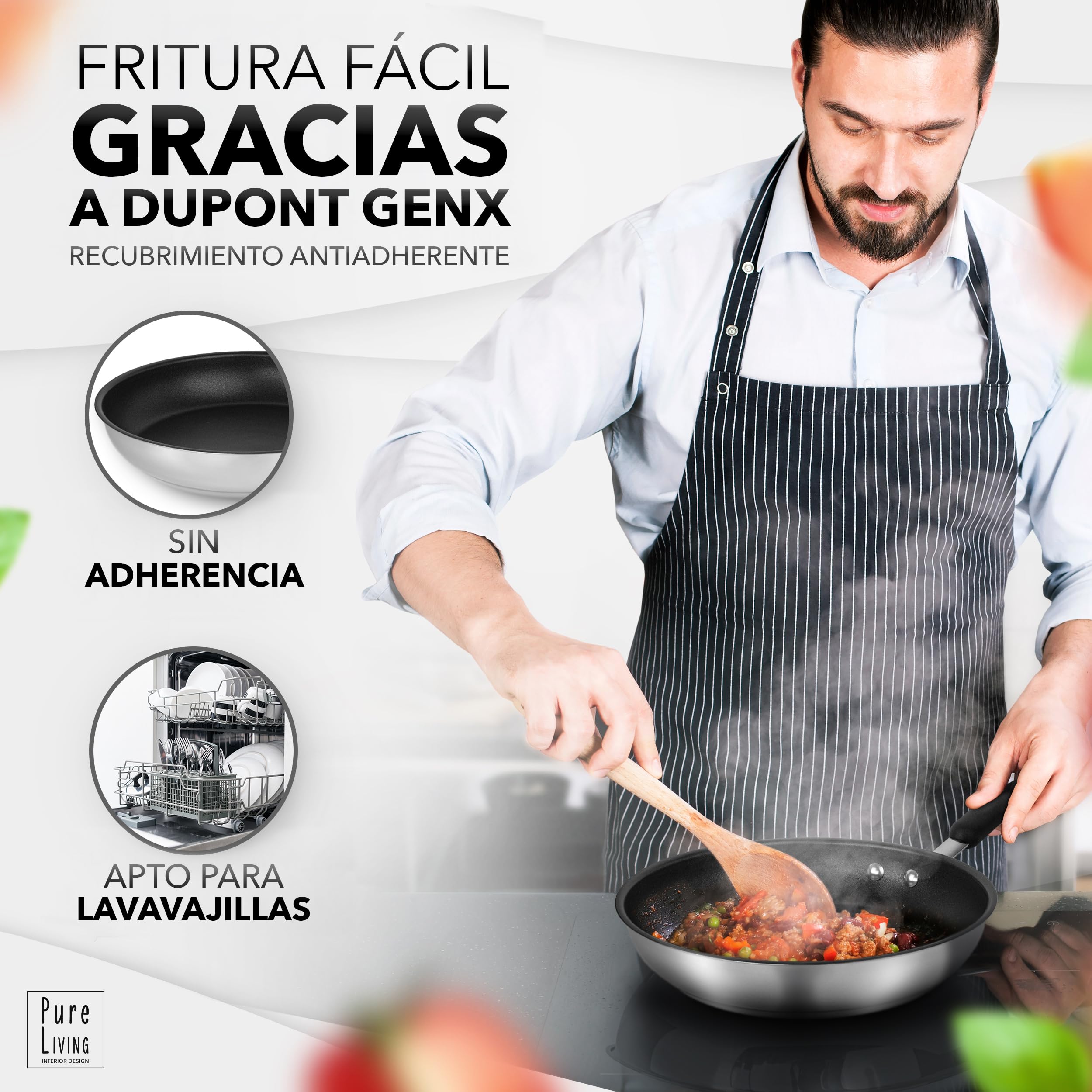 Sartén Antiadherente Inducción - Frying Pan versátil, Sarten Antiadherente para todo tipo de cocinas, antiadherente, fácil de limpiar y usar a diario, sartén 20 cm & 28 cm inducción