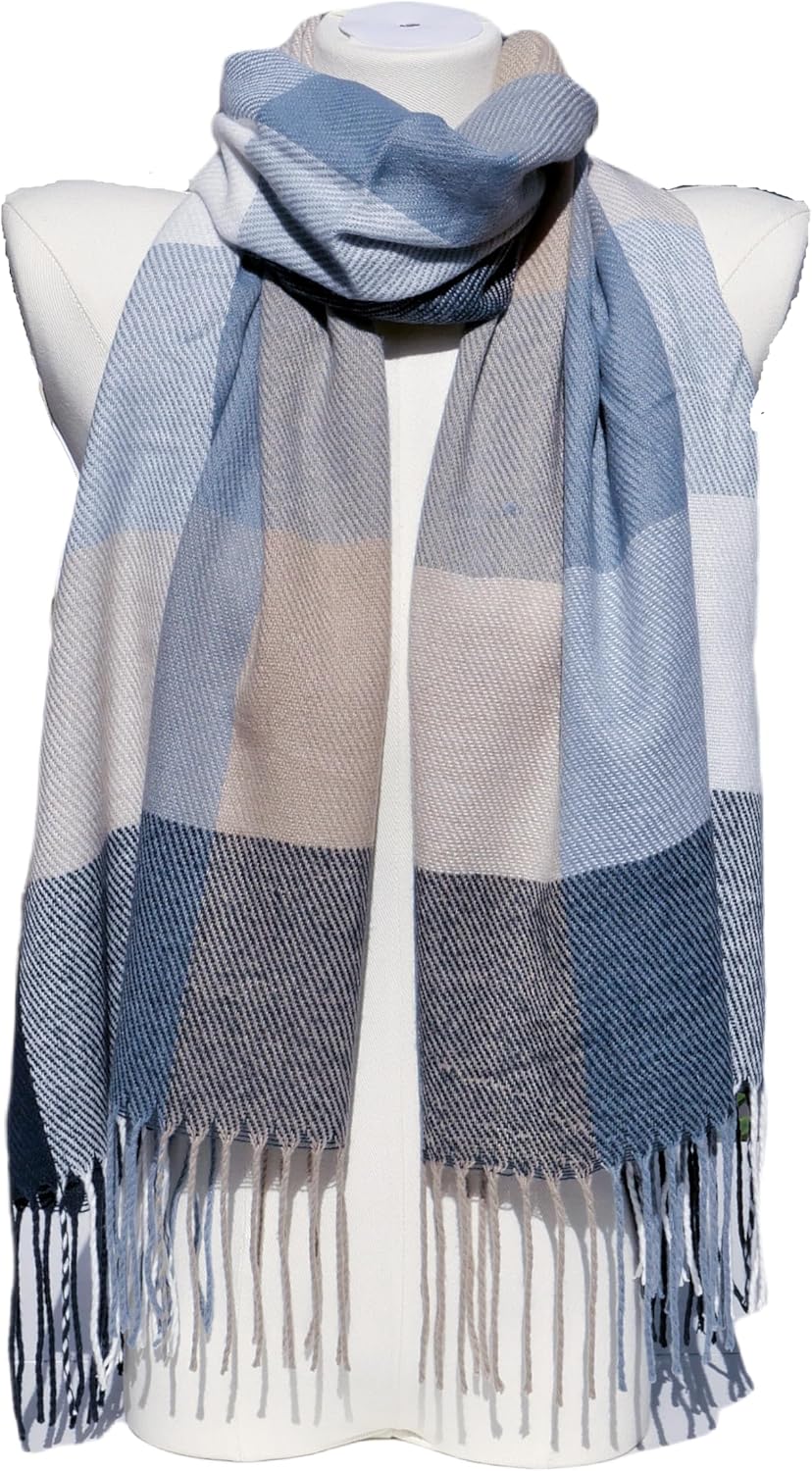 Wander Agio Women's Fashion Scarves Long Shawl Winter Thick Warm Knit Large Plaid Scarf - Image 2