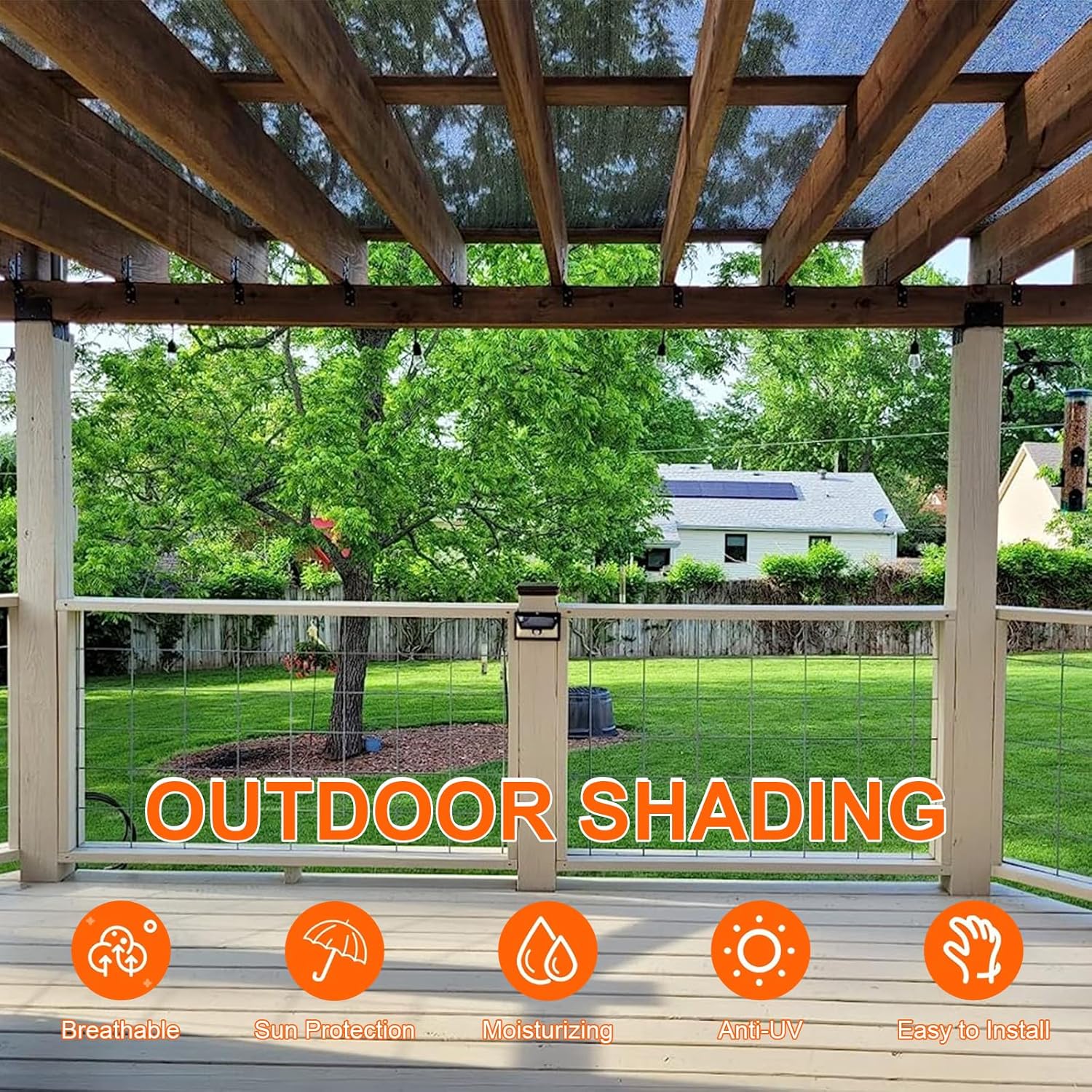 Outdoor Shade Cloth 20X20-FT for Patio Garden Plant with Grommet 90% Sunblock Shade Sail Mesh Tarp for Porch Greenhouse Chicken Coop Dog Kennel Black