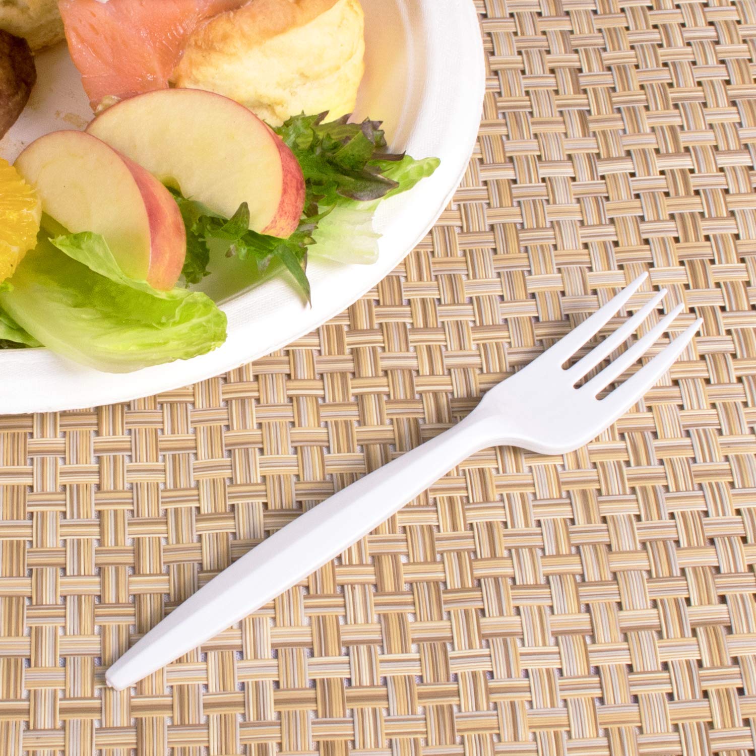 Karat U2010W 5.9" PP Medium-Heavy Weight Disposable Fork, White (Pack of 1000)
