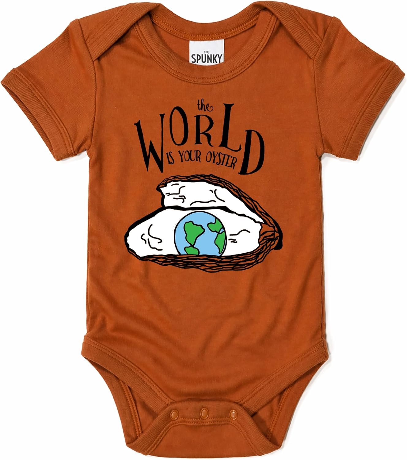 The Spunky Stork Organic Cotton Bodysuit | Newborn Coming Home Outfit | Hello World Birth Announcement