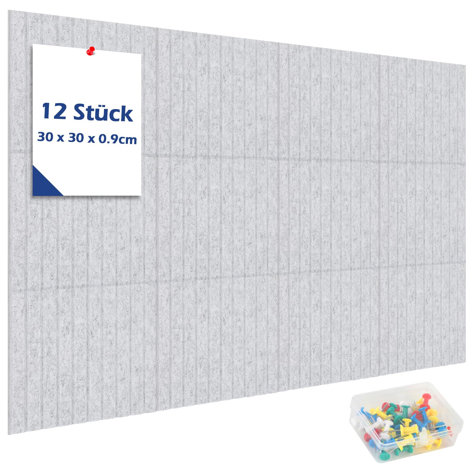 Große Filz Pinnwand Selbstklebend,12 Stück 30x30cm Korkwand Filz-Wandpaneele Dekorative Pinnwand Tack Board für Zuhause, Schule, Bürowände