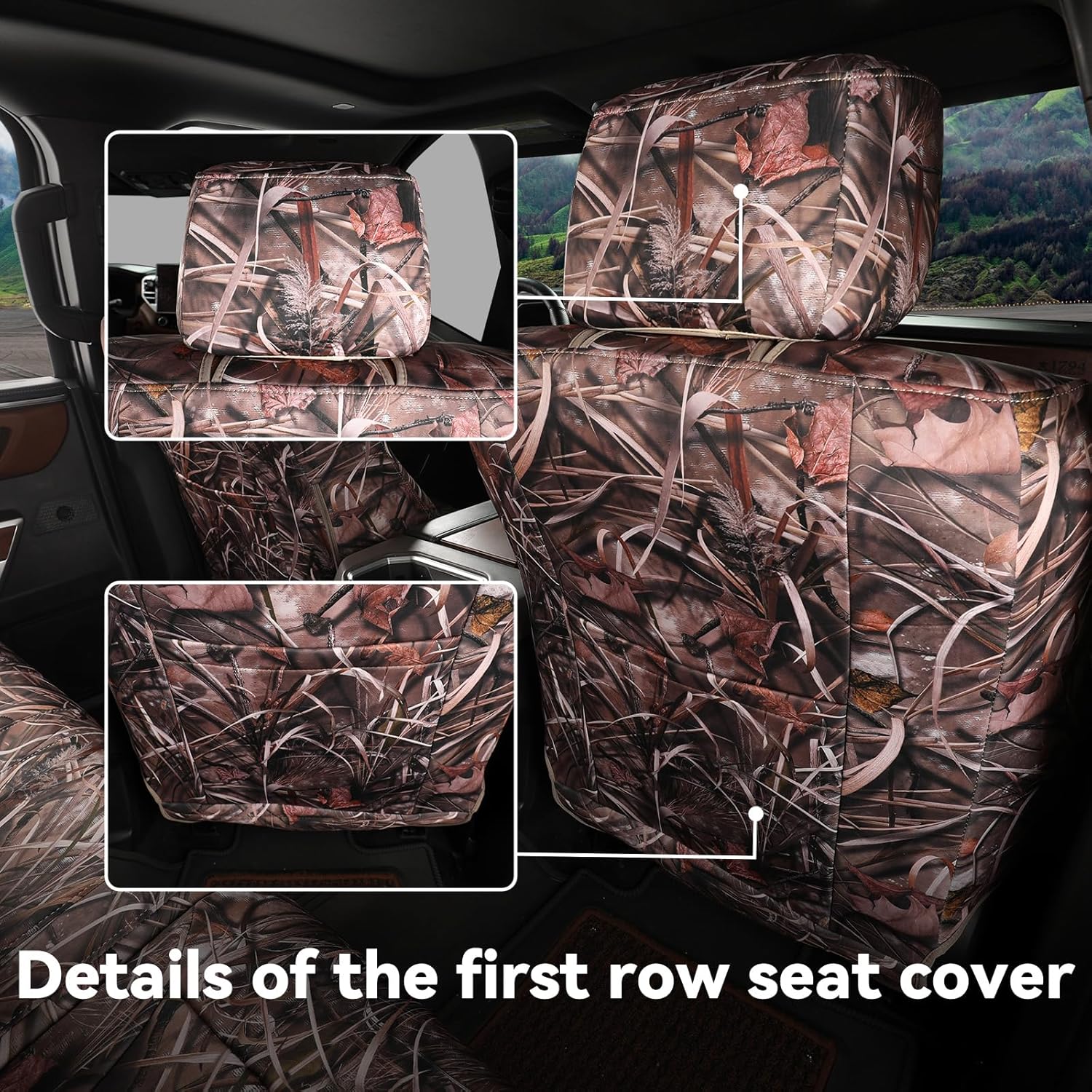 Custom Fit Tundra Car Seat Covers Full Set for Select Toyota Tundra CrewMax 2014 2015 2016 2017 2018 2019 2020 2021 - Front and Back Car Seat Cover(Neoprene Reed Camouflage)