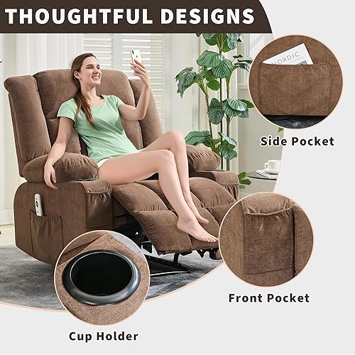 Miniatura 5 de Sillón reclinable de masaje con vibración y calor lumbar para adultos, gran amplio, ergonómico, perezoso, sofá individual con 3 posiciones, 2