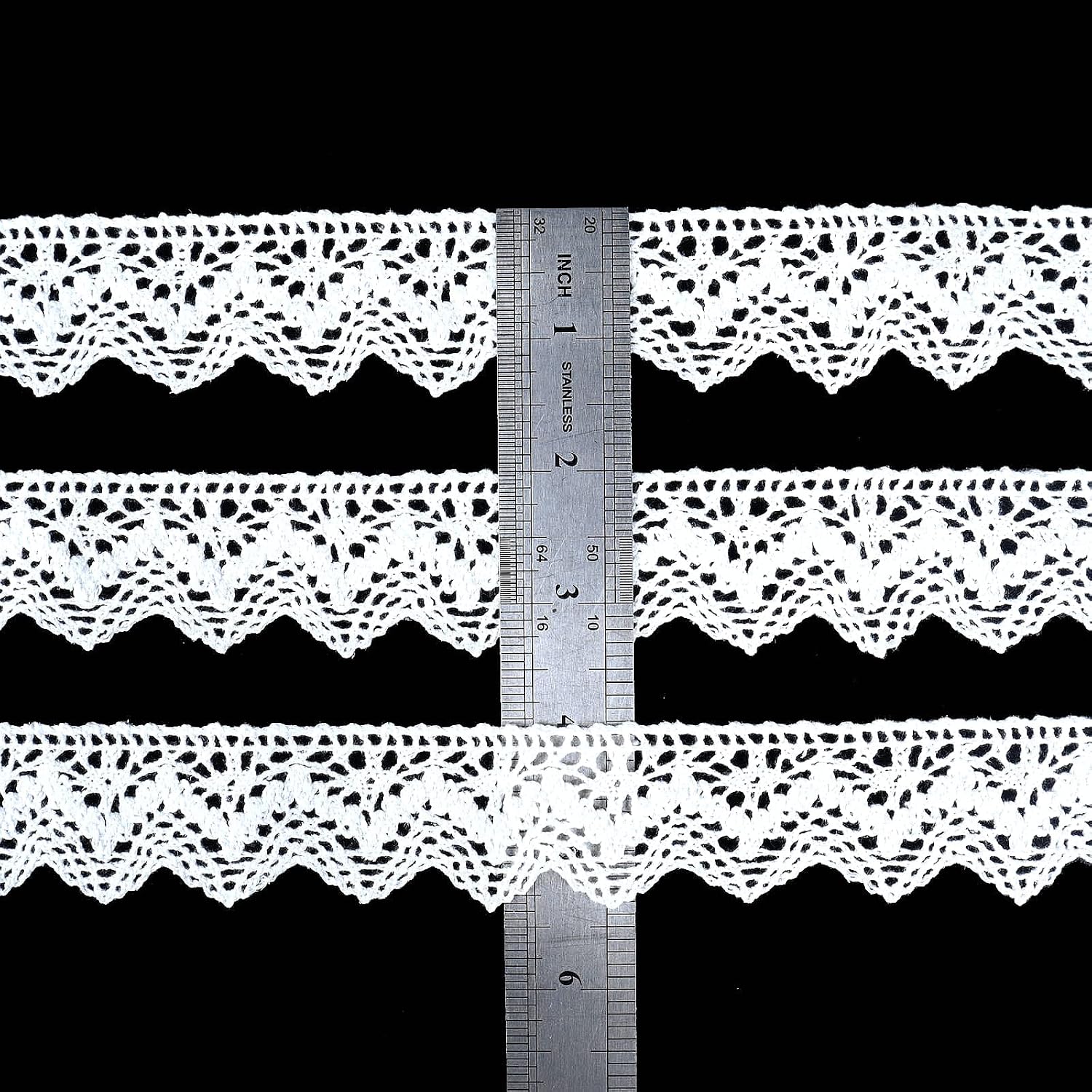 White Lace Ribbon Trim Cotton Lace Trim Crochet Sewing Lace Edge for Gift Packaging, Scrapbooking, Wedding Decoration, 15 Yards