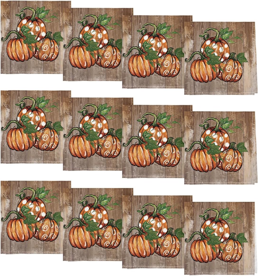 Horaldaily Fall Cloth Napkins, Brown Pot Pumpkin Napkins Set of 6