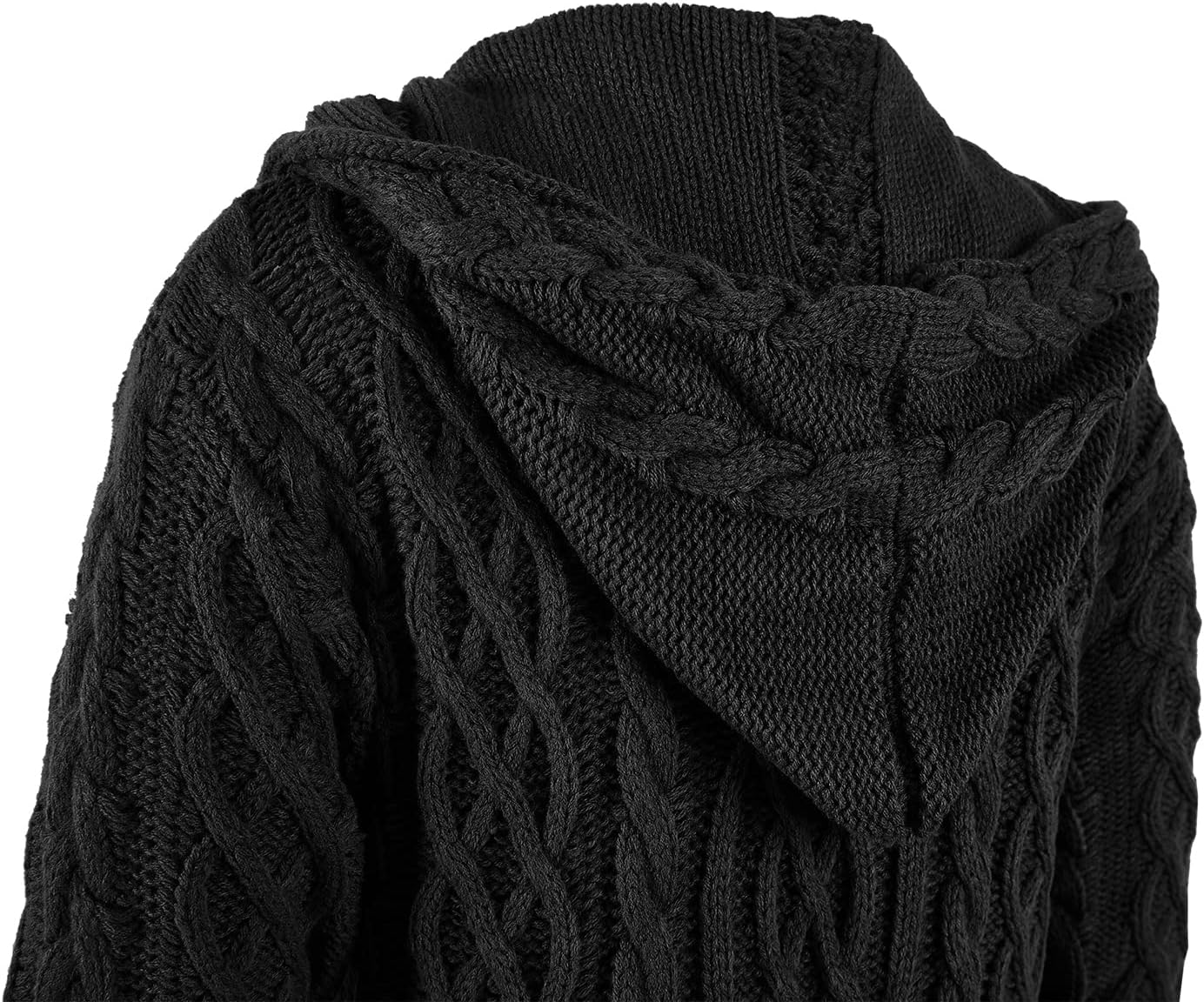 NIUBIA Womens Casual Long Sleeve Open Cardigan Warm Hooded Outwear Coat Cable Knit Long Cardigan Sweaters with Pockets - Image 5