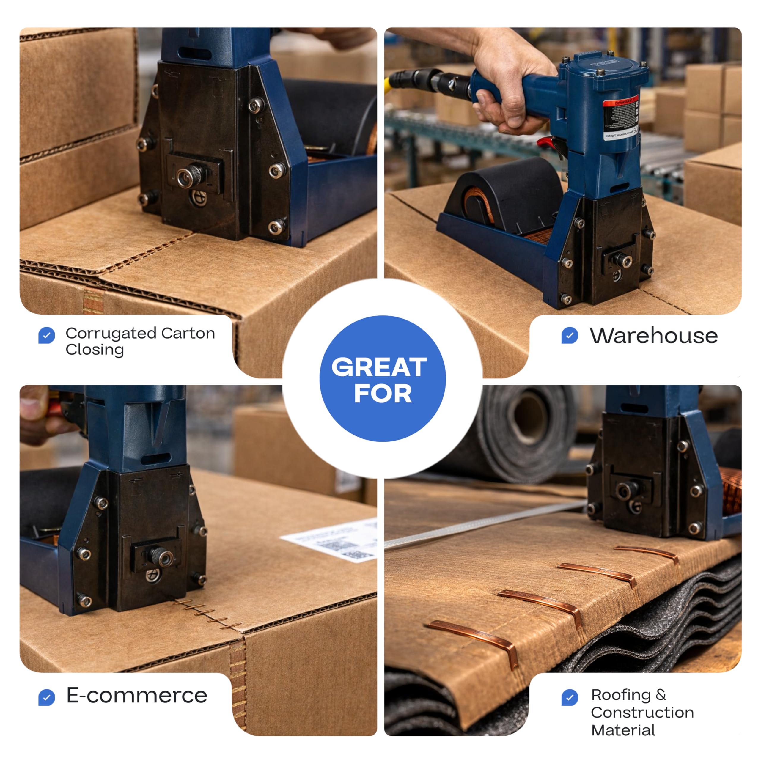 Rollo de grapas resistente para RAIN-19-RR, 1 1/4 x 3/4 x 0.08 pulgadas (10 cajas, 10000 piezas) - Grapas para grapadora industrial resistente - Grapas resistentes para pistola grapadora - Caja de
