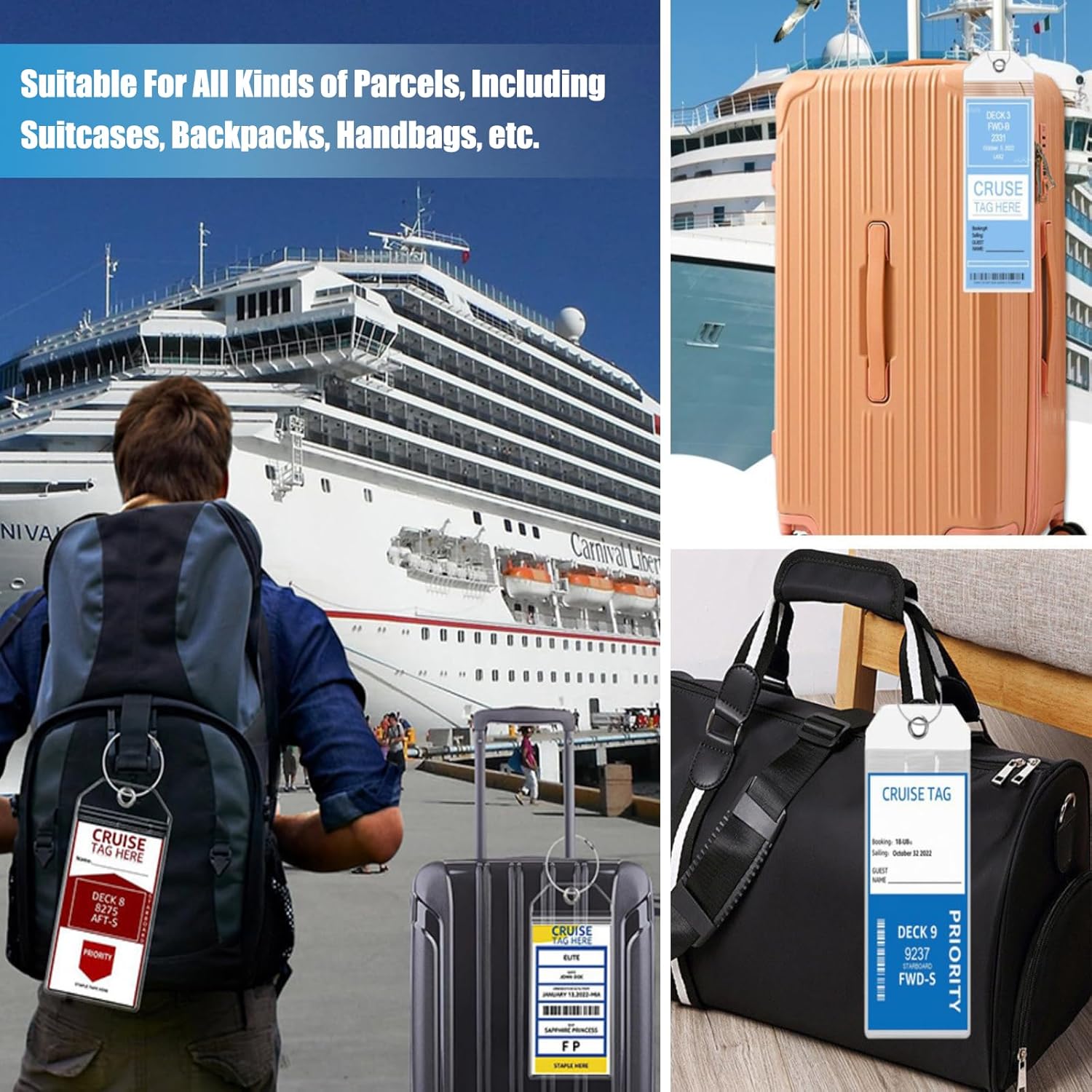 32 Pcs Cruise Essentials Kit - Cruise Must Haves Kit with Waterproof Luggage Tag Holders, Phone Pouches, Multi-Function Socket, Document Backpack & Magnetic Hooks for Cruise Ship Travel Accessories