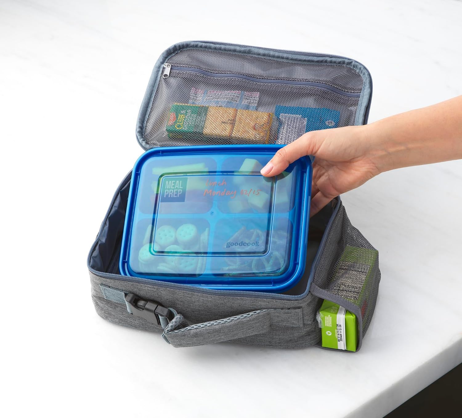 GoodCook Meal Prep Containers with Removable Bento Tray, Square 5.5-Cup