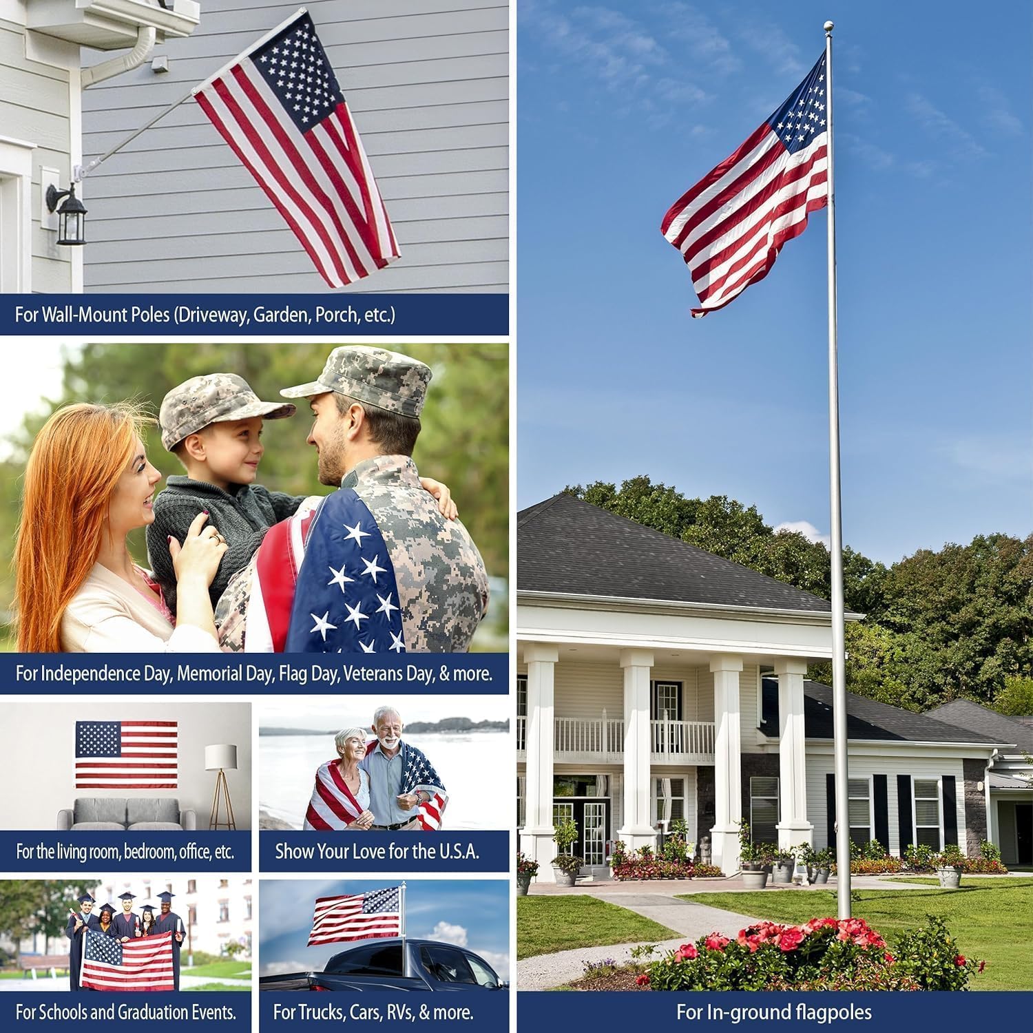 2.5 x 4 FT American Flag Pole Sleeve, US Flag Factory,with Nylon Material, Heavy Duty Durable TearProof, Embroidered Stars, Sewn Stripes, UV Protection，Outdoor Flag (Pole NOT Included) - Image 8