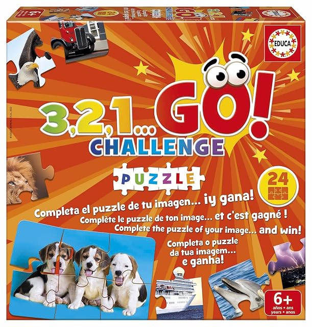 Educa - 3,2,1, GO Challenge Puzzle, Si Eres ágil y rápido no te costará Nada ser el Primero, Incluye 24…