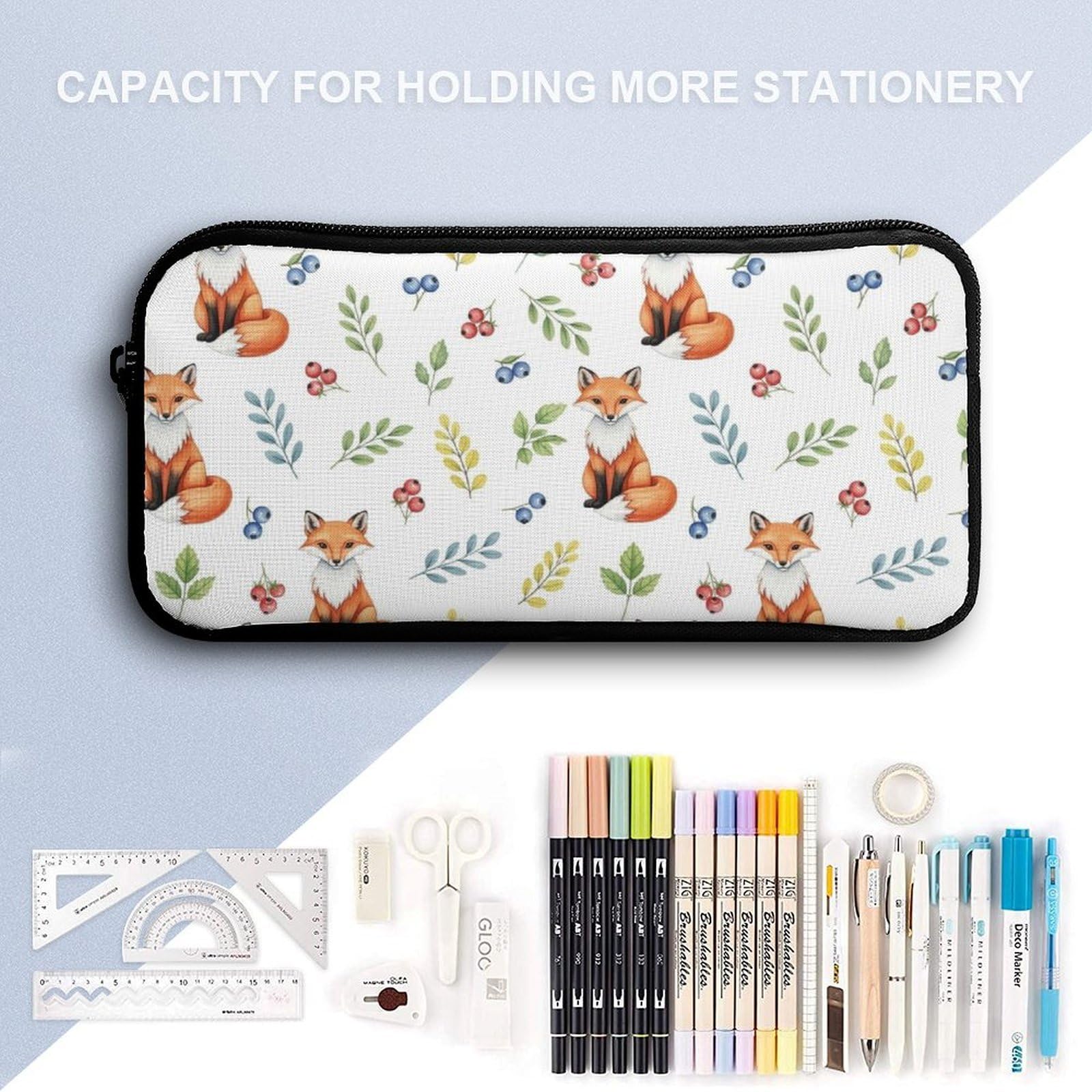Ensemble sac à dos à motif renard, sac à lunch et trousse de maquillage inclus.