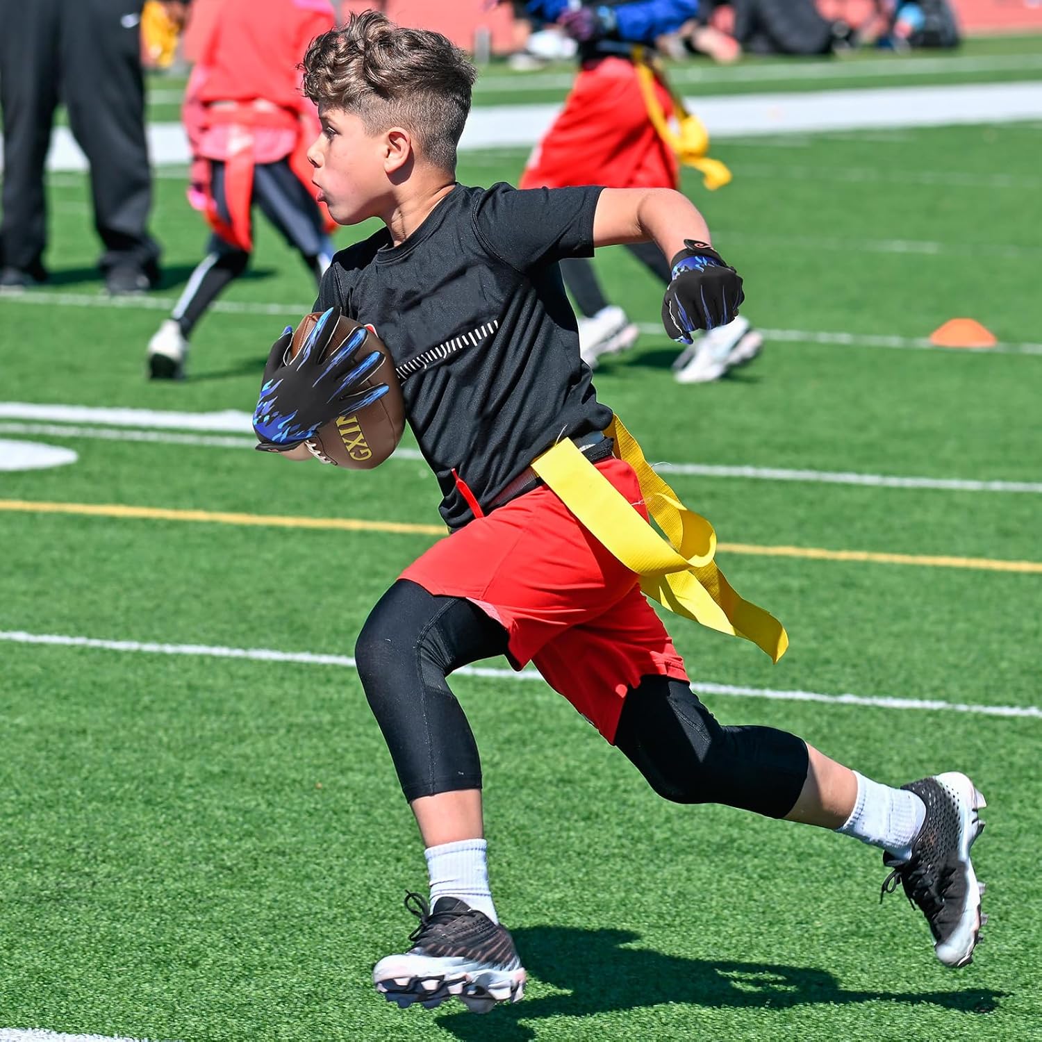 Youth Football Gloves Kids with Ultra Sticky Palm Flag Receiver Gloves - Image 4