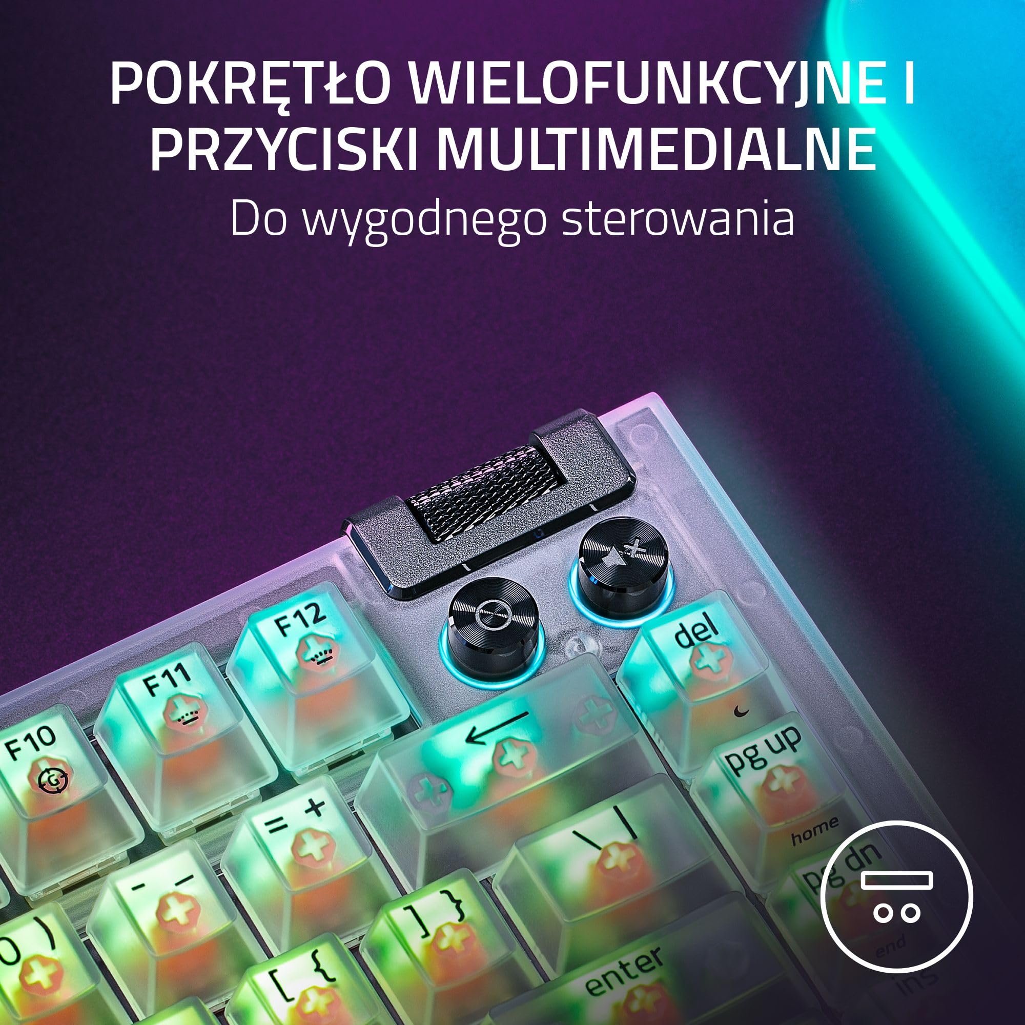 Razer BlackWidow V4 75% Phantom White - mechaniczna klawiatura gamingowa z możliwością wymiany na gorąco - pomarańczowe przełączniki dotykowe - RGB - układ US | Edycja Phantom White