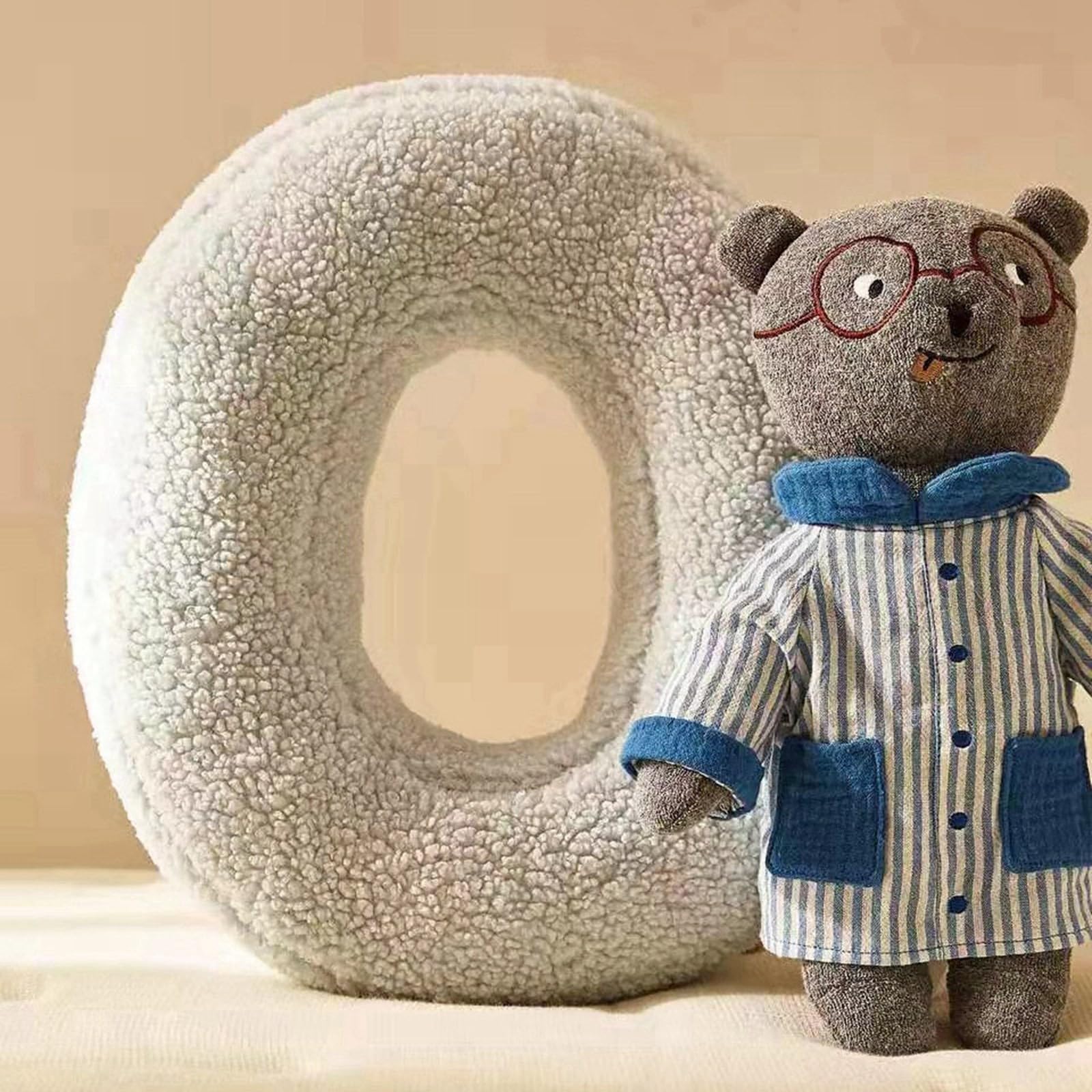 Coussin Lettres Alphabet Peluche - 30x38 Cm, Coton, Lavable - Initiales A à Z, Déco Chambre Enfant