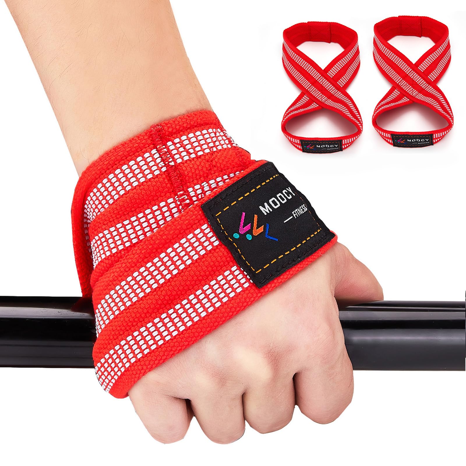MOOCY Figure 8 Lifting Straps for Deadlift,Weightlifting,Strongman,& Cross Training Strong Weightlifting Wrist Wraps