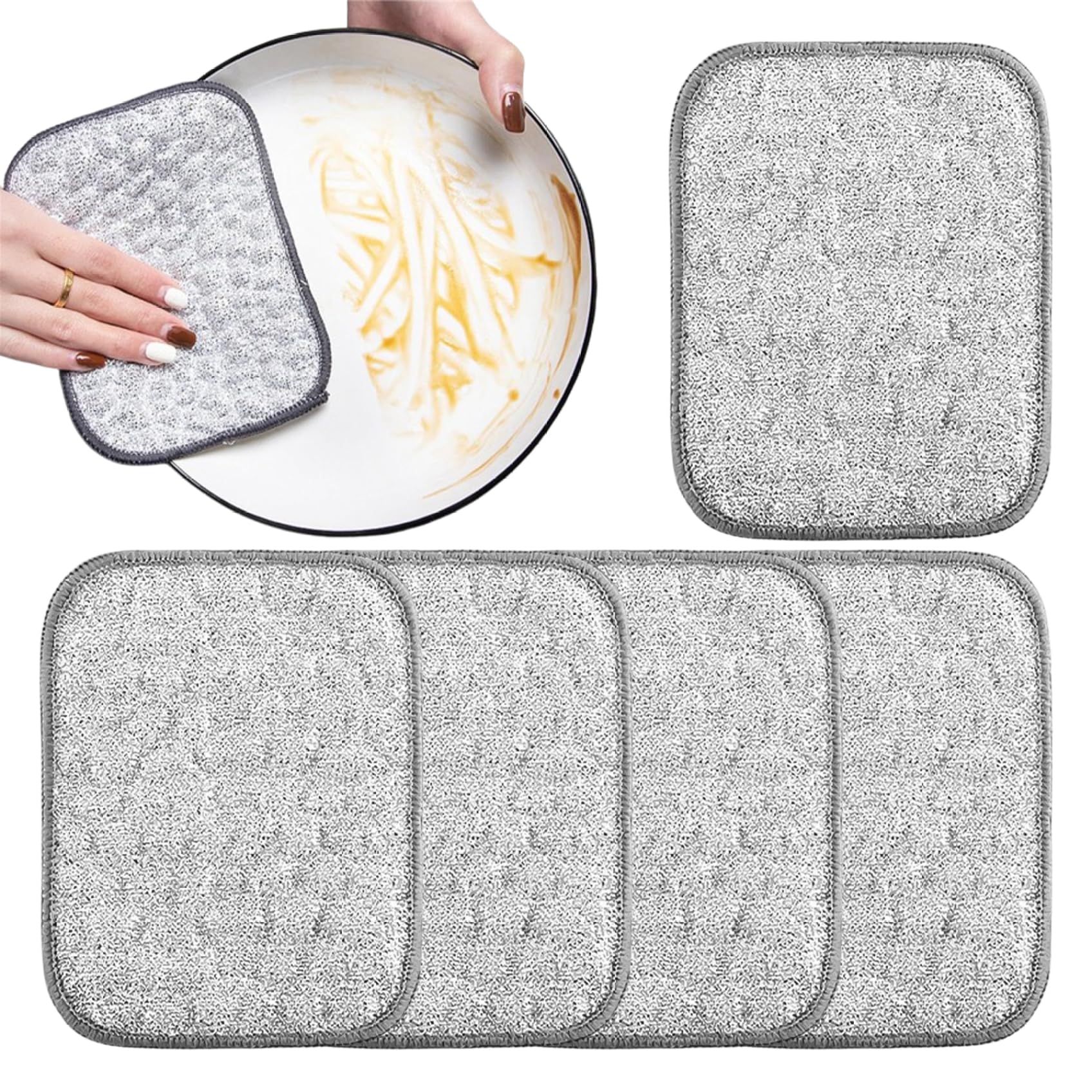 Hbbgdiy 5Pcs Multipurpose Double Layer Wire Dishwashing Rags 6x5 Inch Reusable Wire Dishcloths for Wet and Dry Use Kitchen Cleaning and Dishwashing
