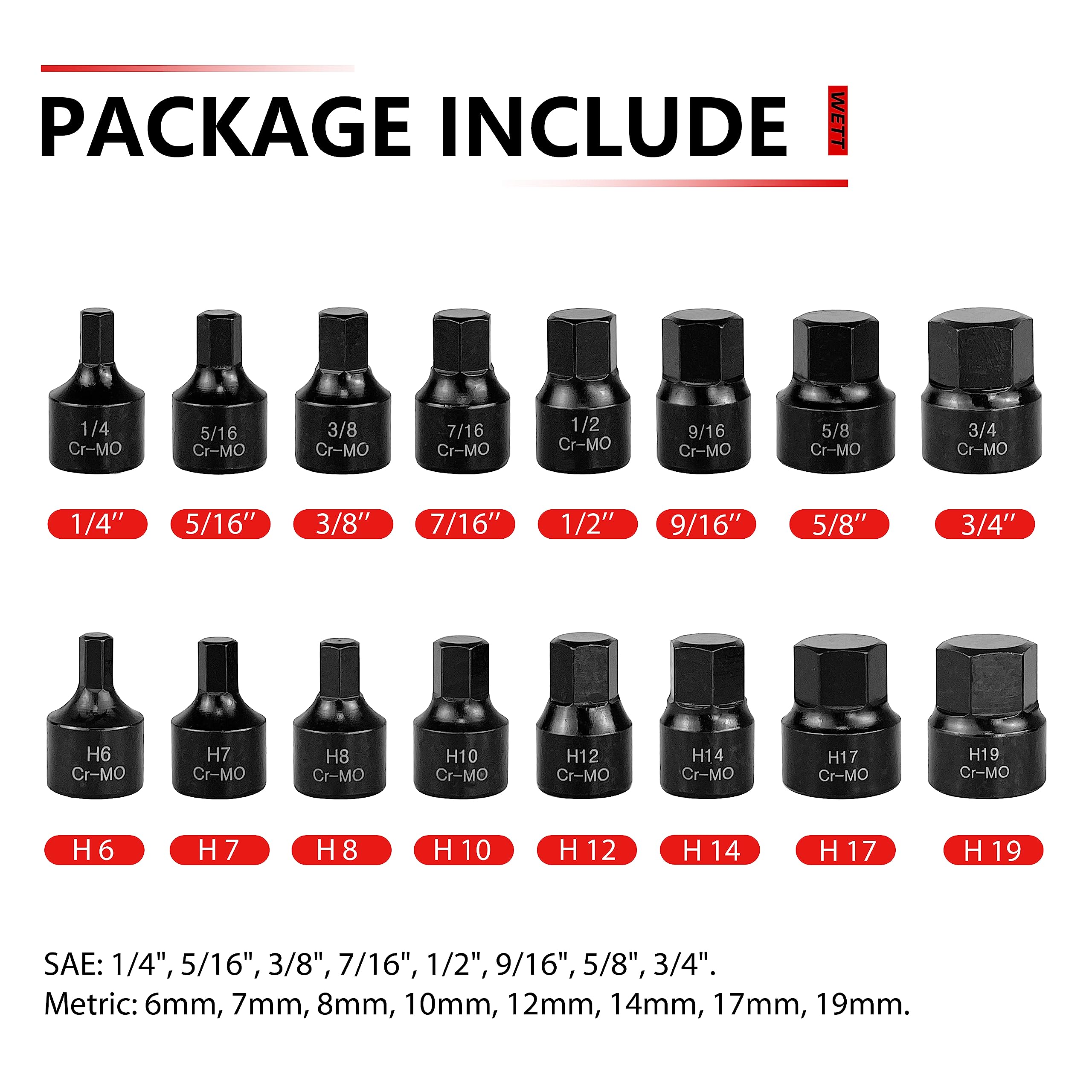 Snapklik.com : WETT 3/8-Inch Drive Low Profile Impact Hex Driver Set ...