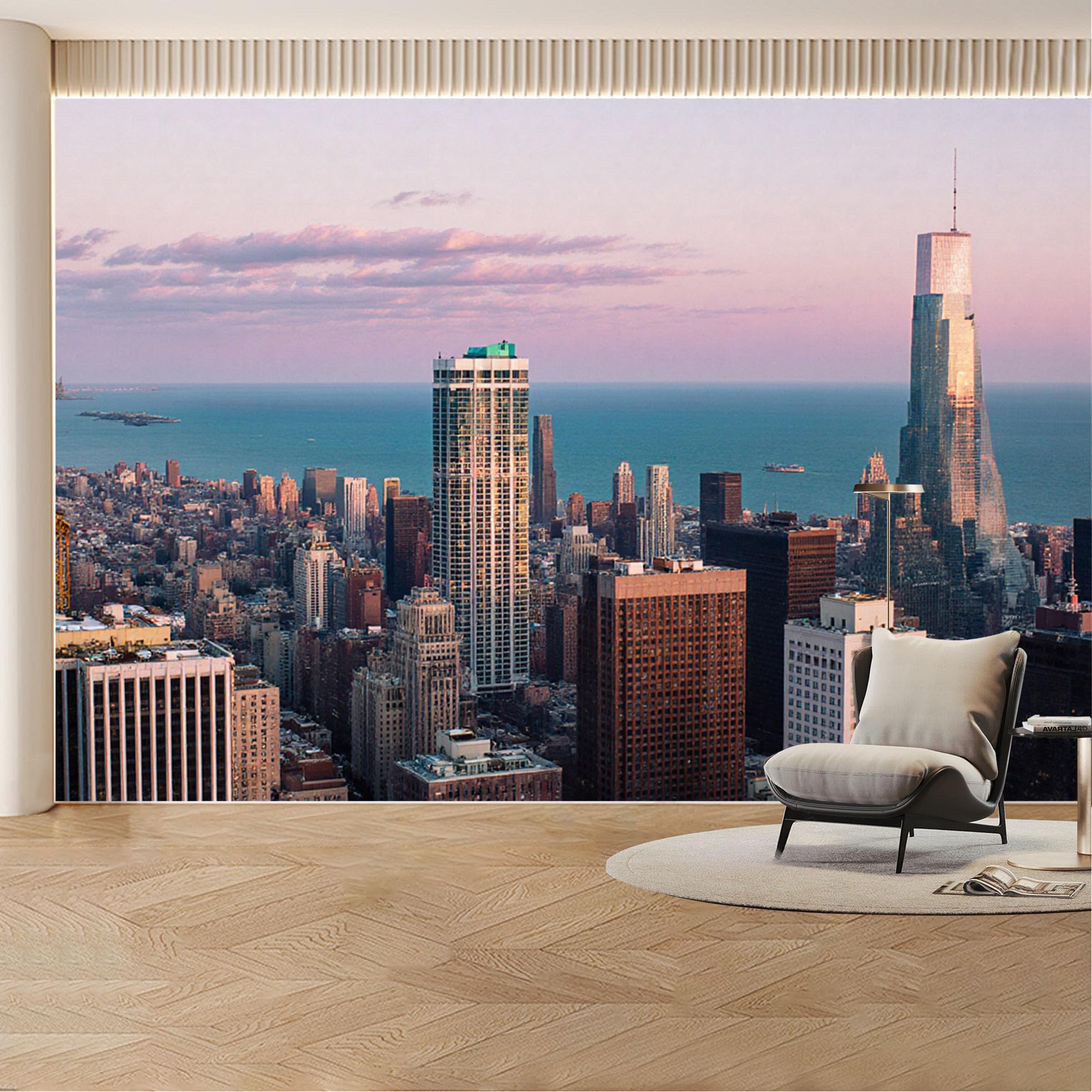 Custom Wall Mural Wallpaper City Skyline Landscape Modern Wall Decor Large Wall Art Sunset Urban View Removable SelfAdhesive Large Photo for Living Room， Bedroom， Office