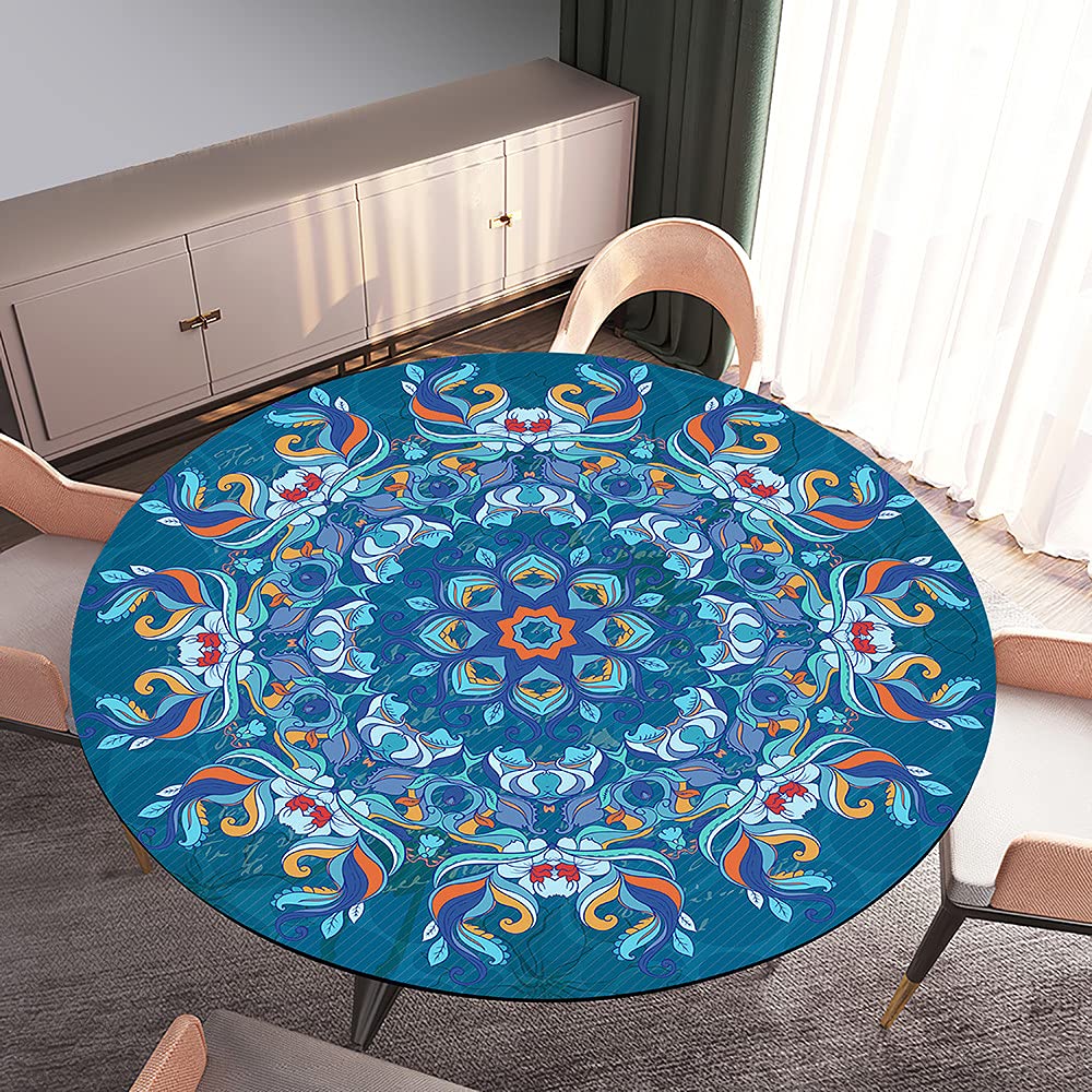 FANSU Imprimé Libellule Protège Table Elastiqué Rond Nappe Anti-Taches Pour La Maison Patio Deck Table À Thé Cuisine Salle À Manger Décoration Mariage