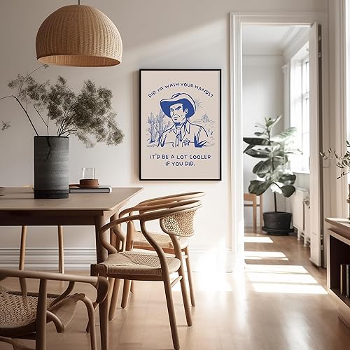 Miniatura 5 de Poster Master Blue Did Ya - Póster con estampado retro de vaquero - Arte occidental - Arte moderno - Decoración de pared de baño humorística -