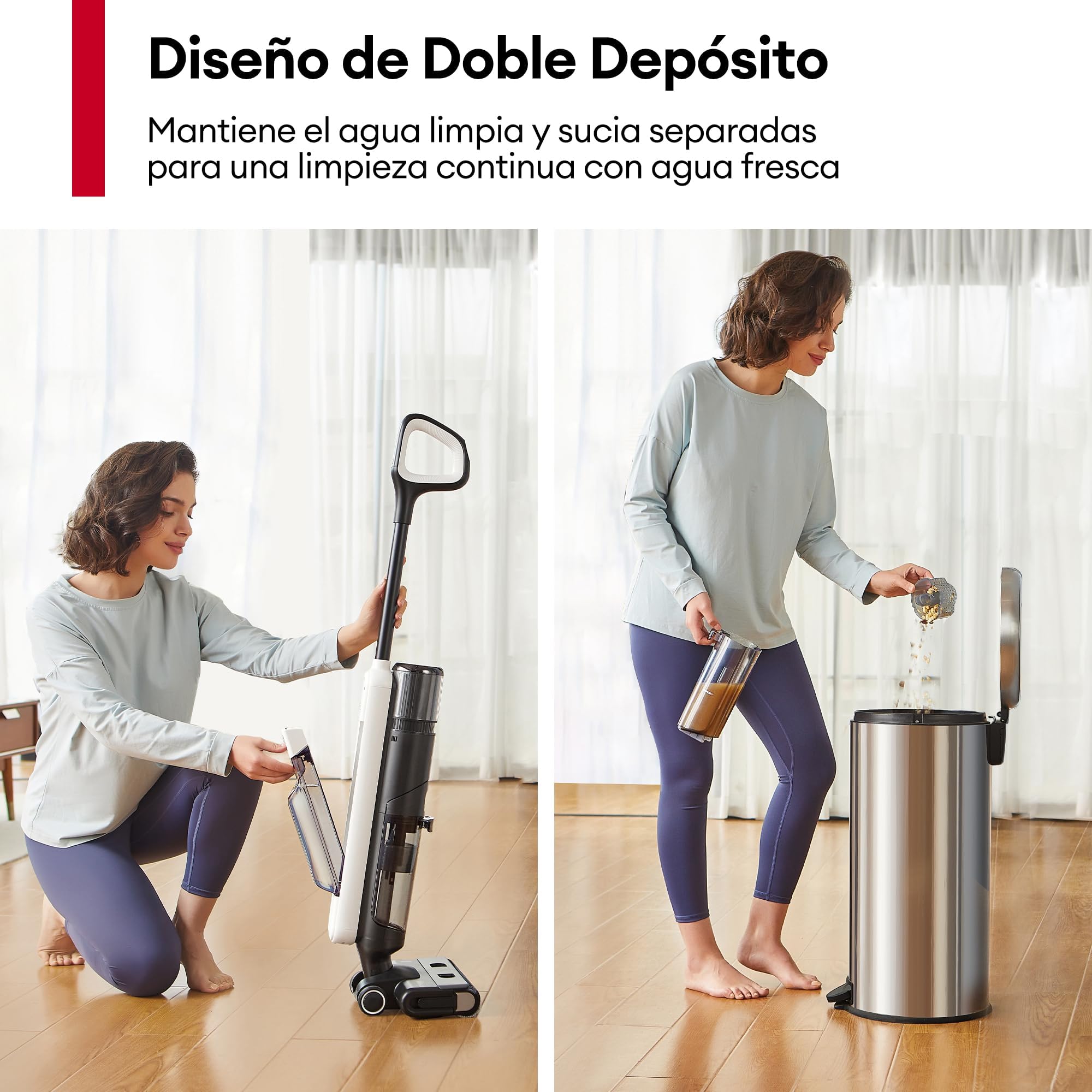 Ultenic AC1 Elite Aspiradora sin Cable Inteligente, Escoba Friegasuelos, Aspiradora en Seco y Húmedo, Tanque Doble, Ligero, Pantalla Digital, Autolimpieza
