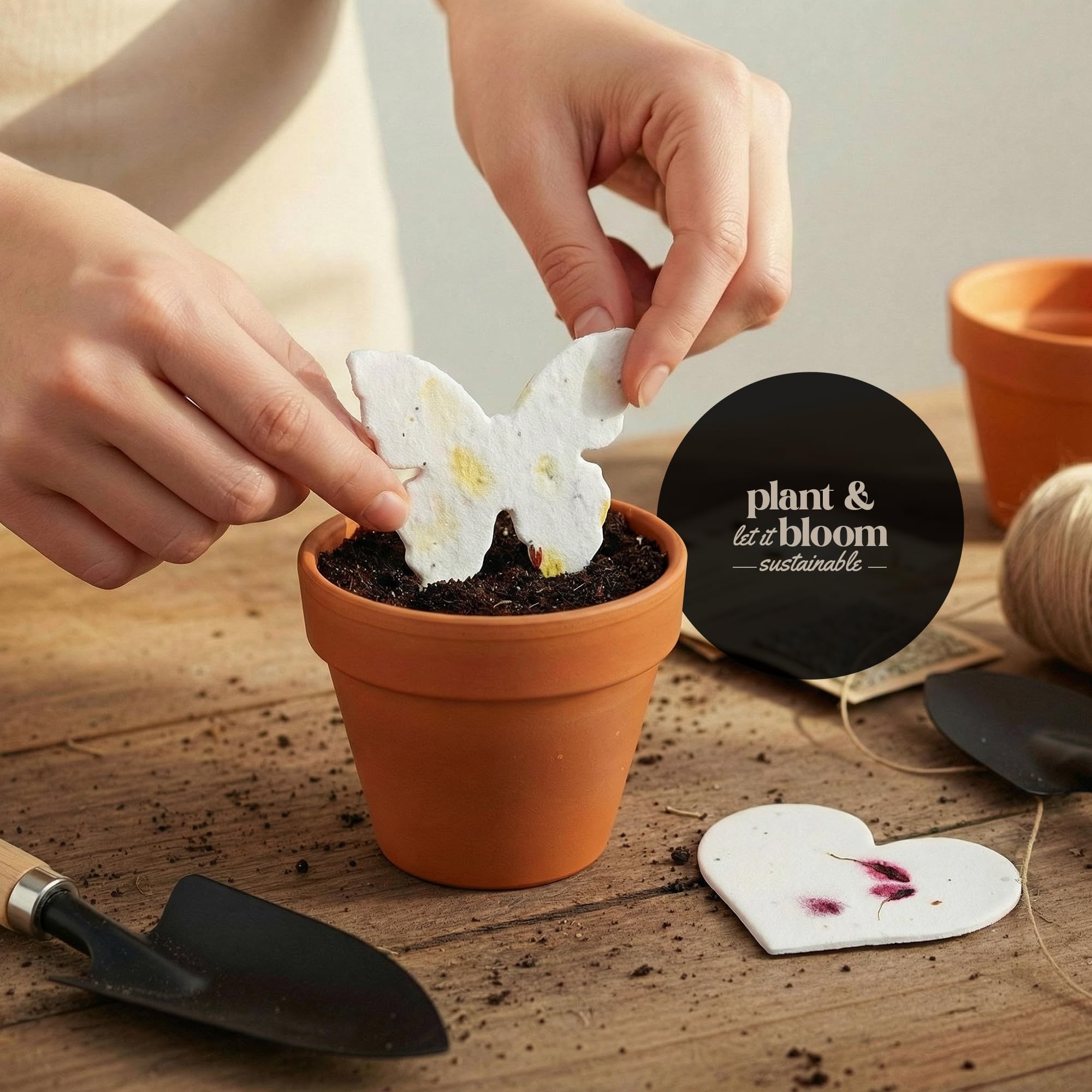 48 piezas de papel de semillas plantables – 24 corazones y 24 mariposas incrustadas con semillas de flores silvestres para despedida de soltera, regalo de boda, cumpleaños y otras