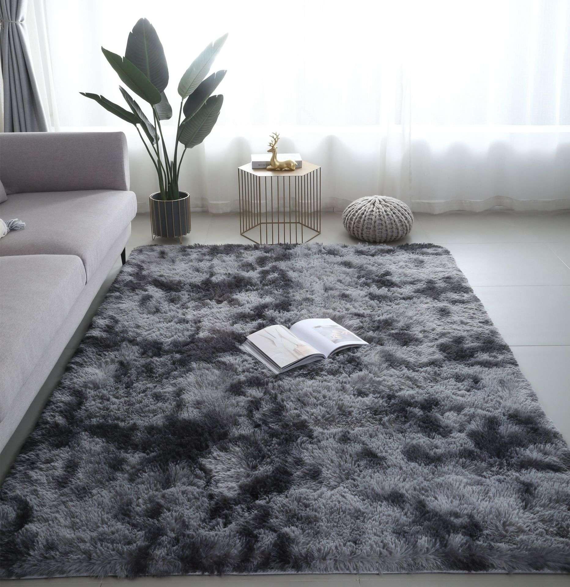 Tapis de salon Tie and Dye 140x200 cm dégradé en velours de soie PV