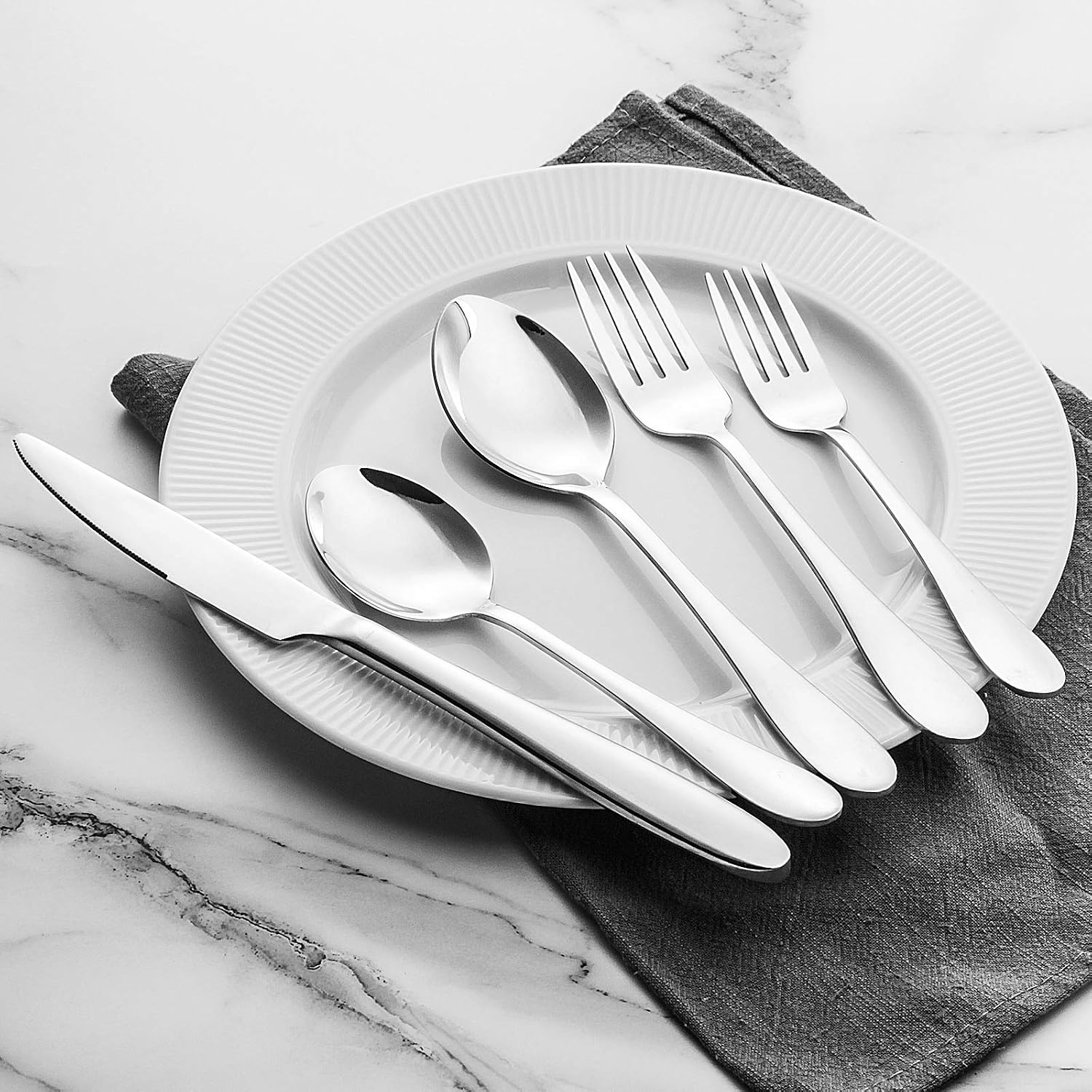 Umite Chef 60-Piece Silverware Flatware Cutlery Set, Durable Mirror Polished Stainless Steel Tableware Service for 12, Dishwasher Safe