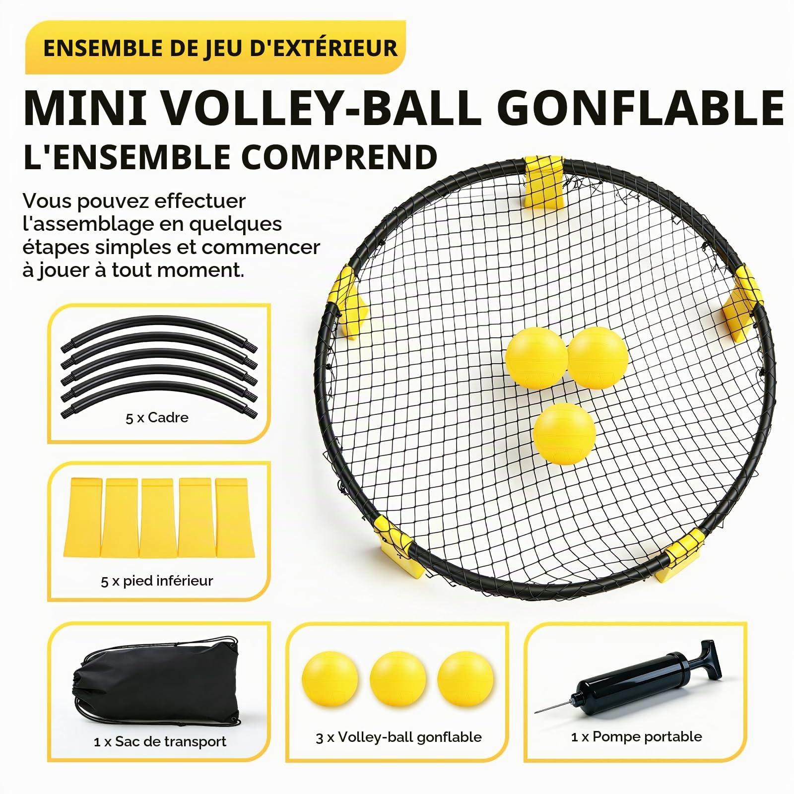 Jeu de Portable en PVC pour Plage,Jardin,Parc ou Pelouse