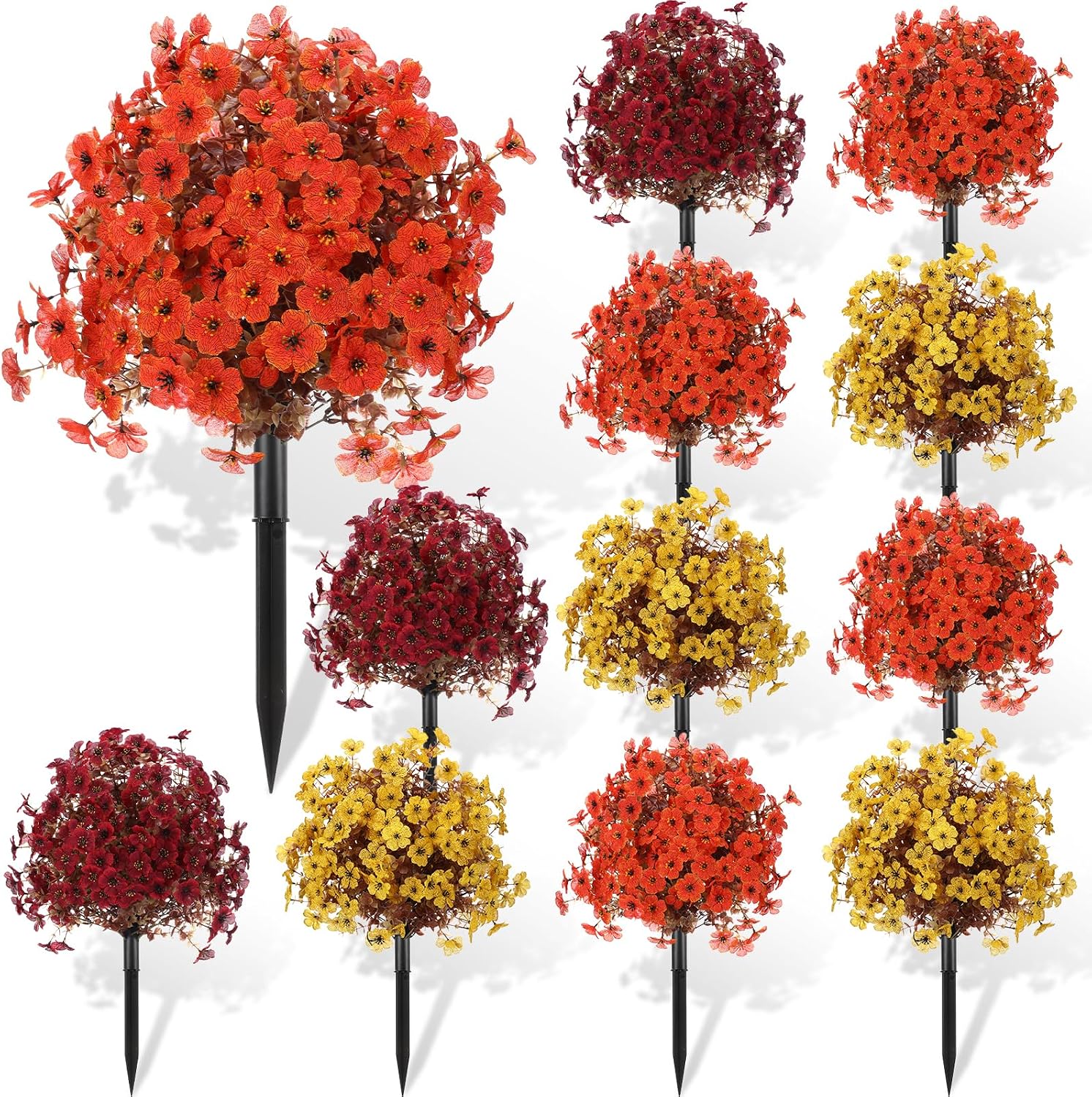 Suncalla 12 Pack 20" Fall Artificial Topiary Ball Trees, Pure Autumn