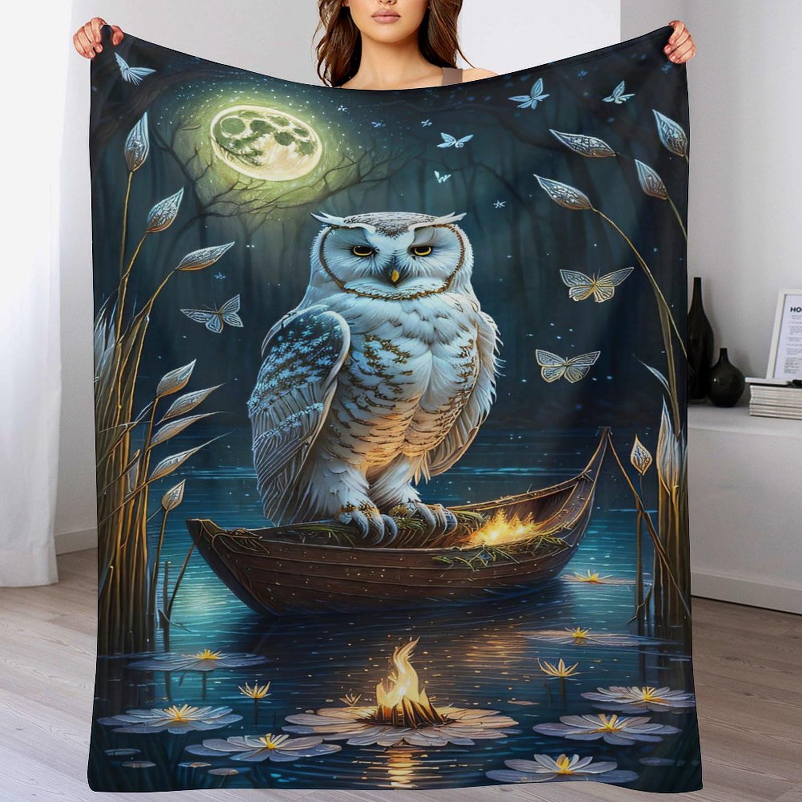 Manta de búho ligera para regalar un descanso suave de 150 x 200 cm