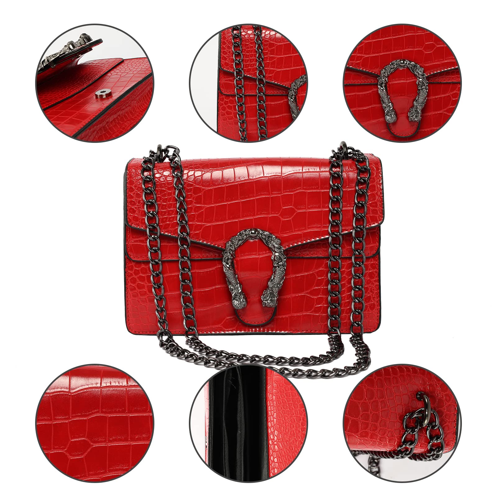 Bolso de noche de hombro para mujer, bolso pequeño con correa de cadena estampada de serpiente