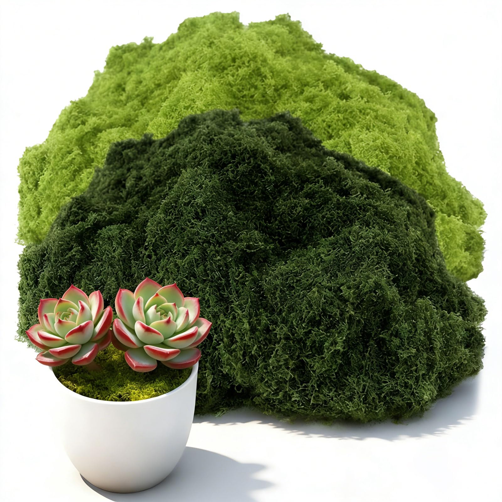 Fake Moss 200g - Dark Green and Light Green Artificial Moss for Indoor Plant Pots, Room Balcony Garden, Model Making, Landscaping, Crafts, Making Festivals DIY, More (Light Green 100g+Dark Green 100g)