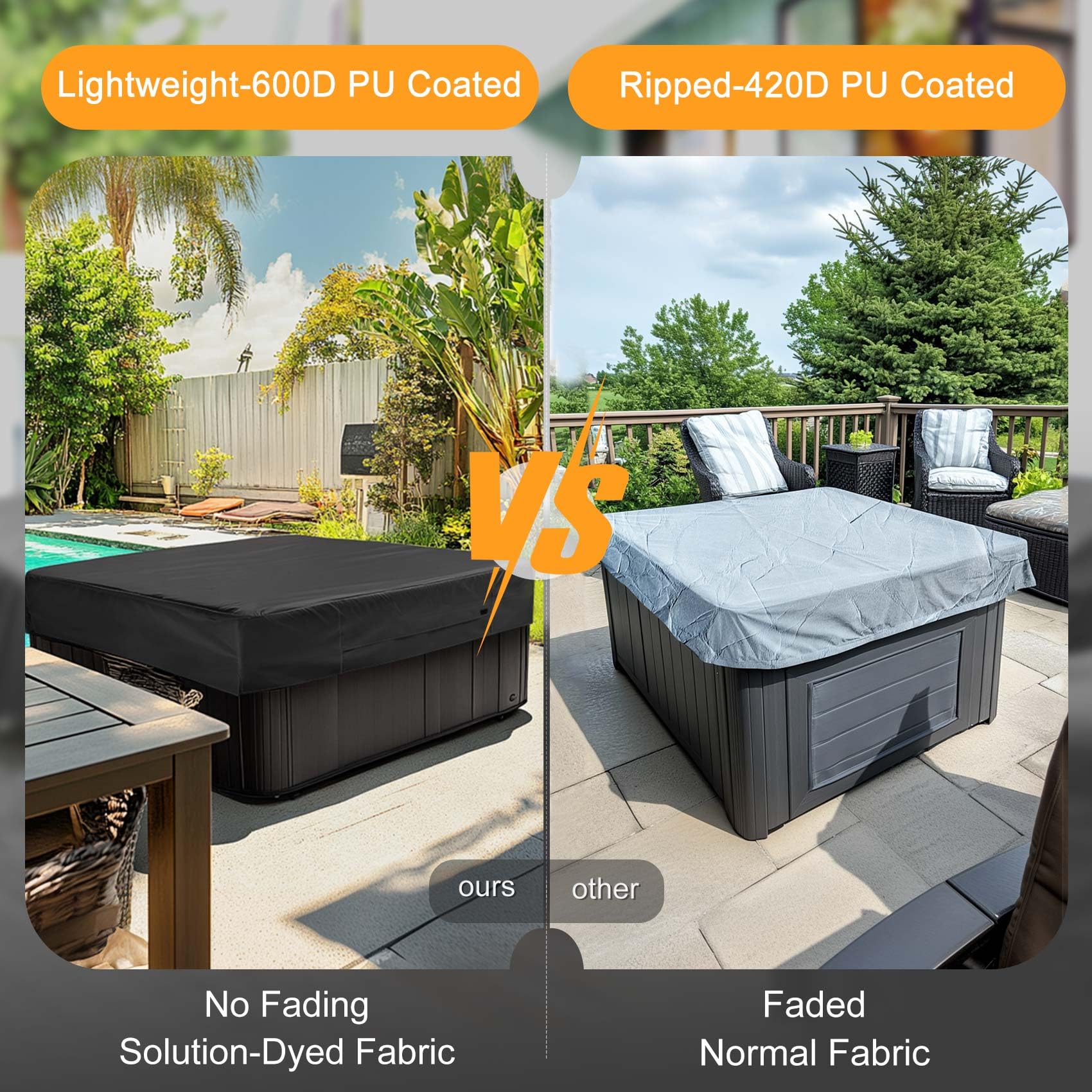 dDanke Waterdichte 100% UV Bestand Openlucht Vierkante Hot Tub Cover Spa Cover 200x200x85cm