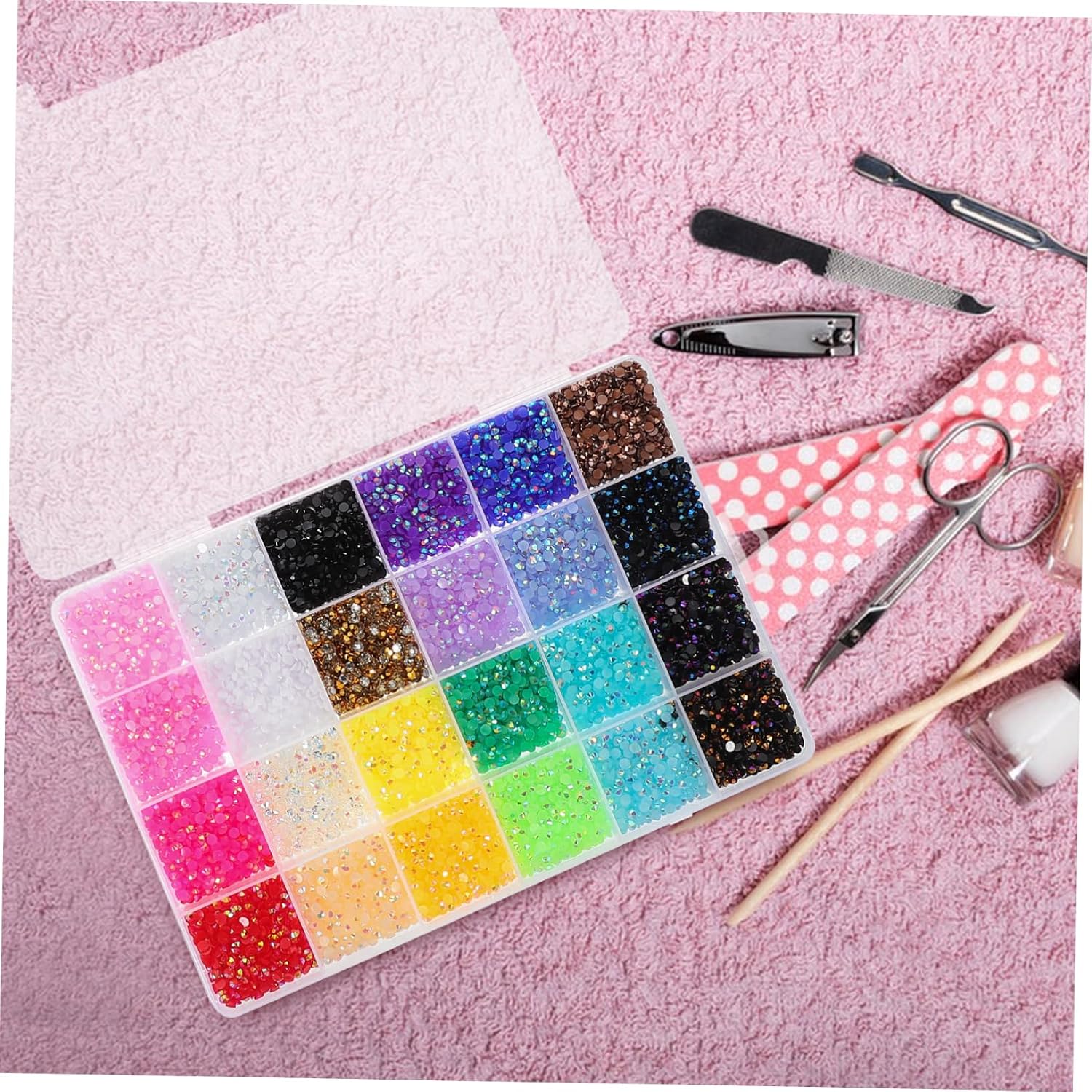 Didiseaon 24000pcs Flatback Nail Rhinestones Vibrant Colors Gems for DIY Nail Art Crafts Party Wedding Birthday Decoration