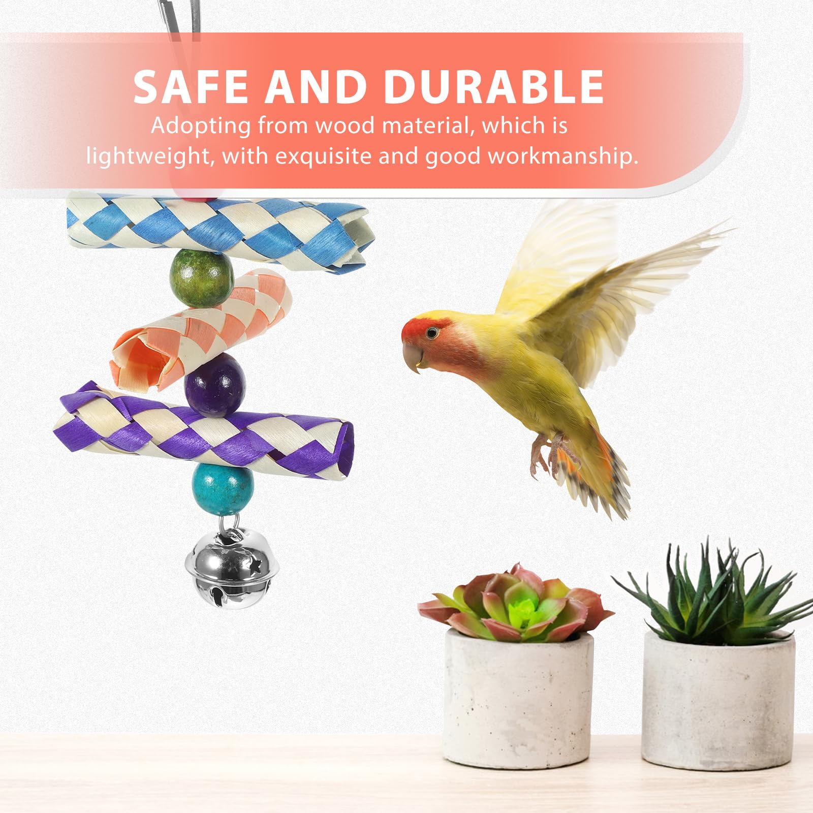 BESPORTBLE Parrot Chew Toy Bird Swing Toy Bird Cage s Hanging Parakeet Chewing s Parrot Cage Shredding s Hanging Bells Chew - Image 2