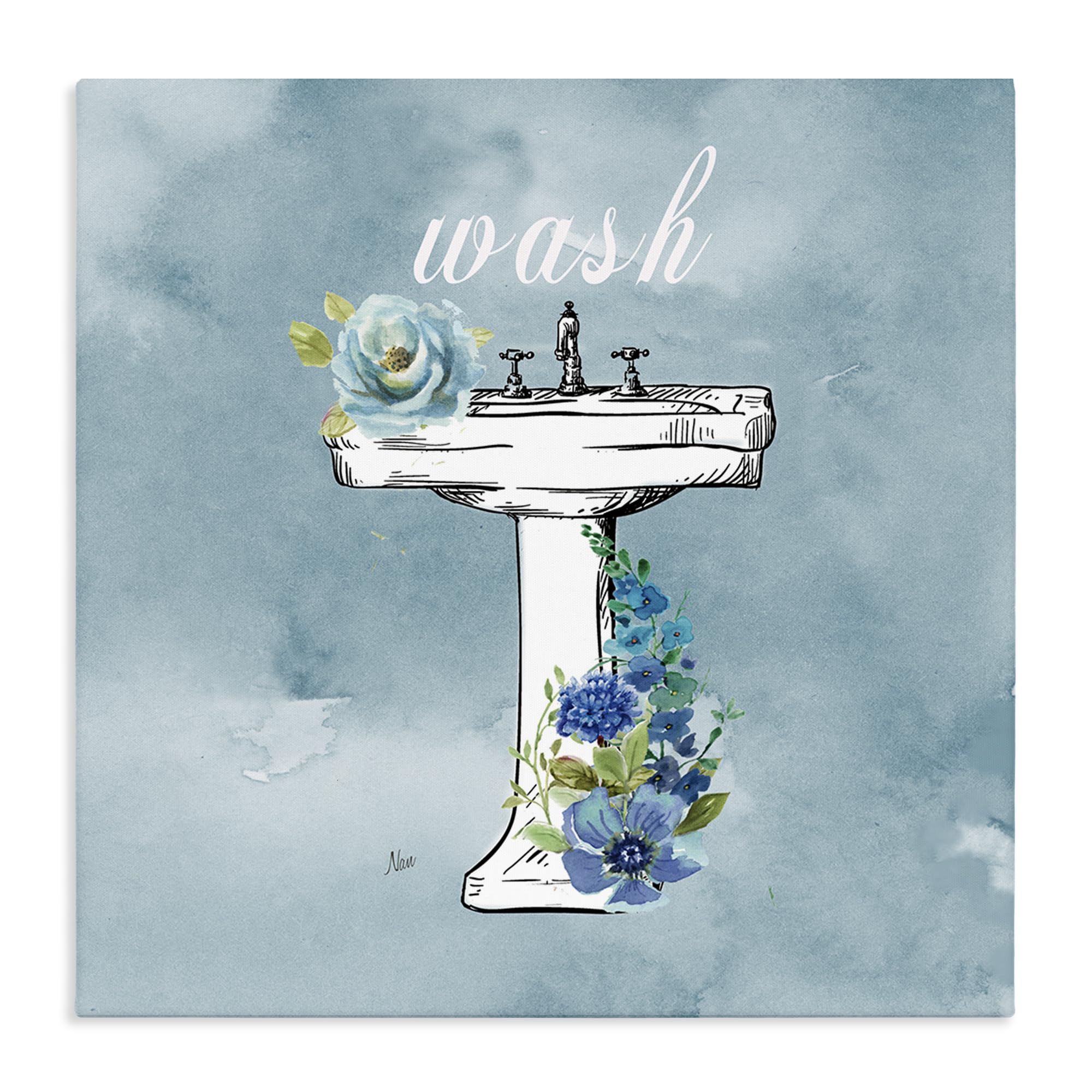 Stupell Industries 'Floral Bathroom Rules Wash', Canvas Art, 30 x 30 Inches, Easy to Hang and Sturdy, Made in USA, by Nan