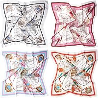 EasYoung 4 Pack Large 35 Inch Square Satin Head Scarves for Women - Silk Feel Sleeping Bandanas, Versatile Headbands & Neck Scarves