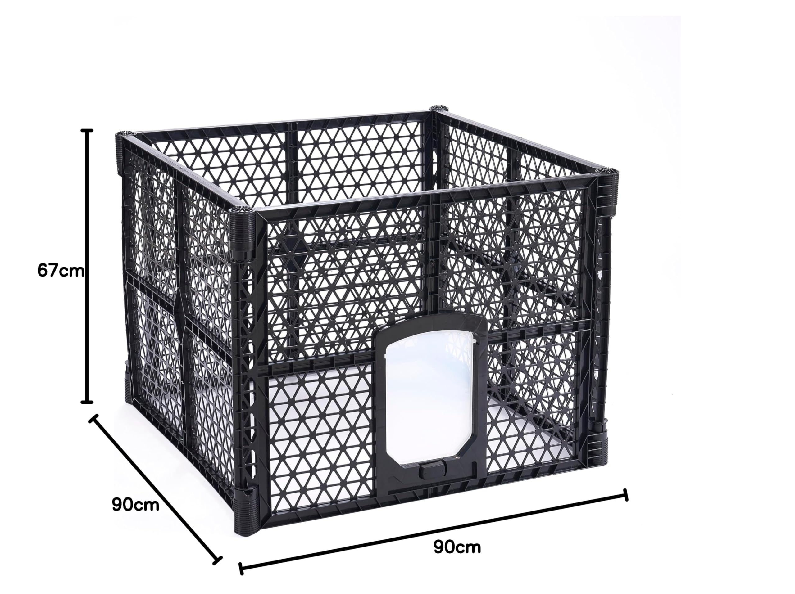 Lanco - Parque de 4 Paneles de Plástico con Puerta. Facil Montaje y Traslado. Resistente. para Interiores y Exteriores. Medidas: 4 Paneles de 90 x 90 x 67 cm.