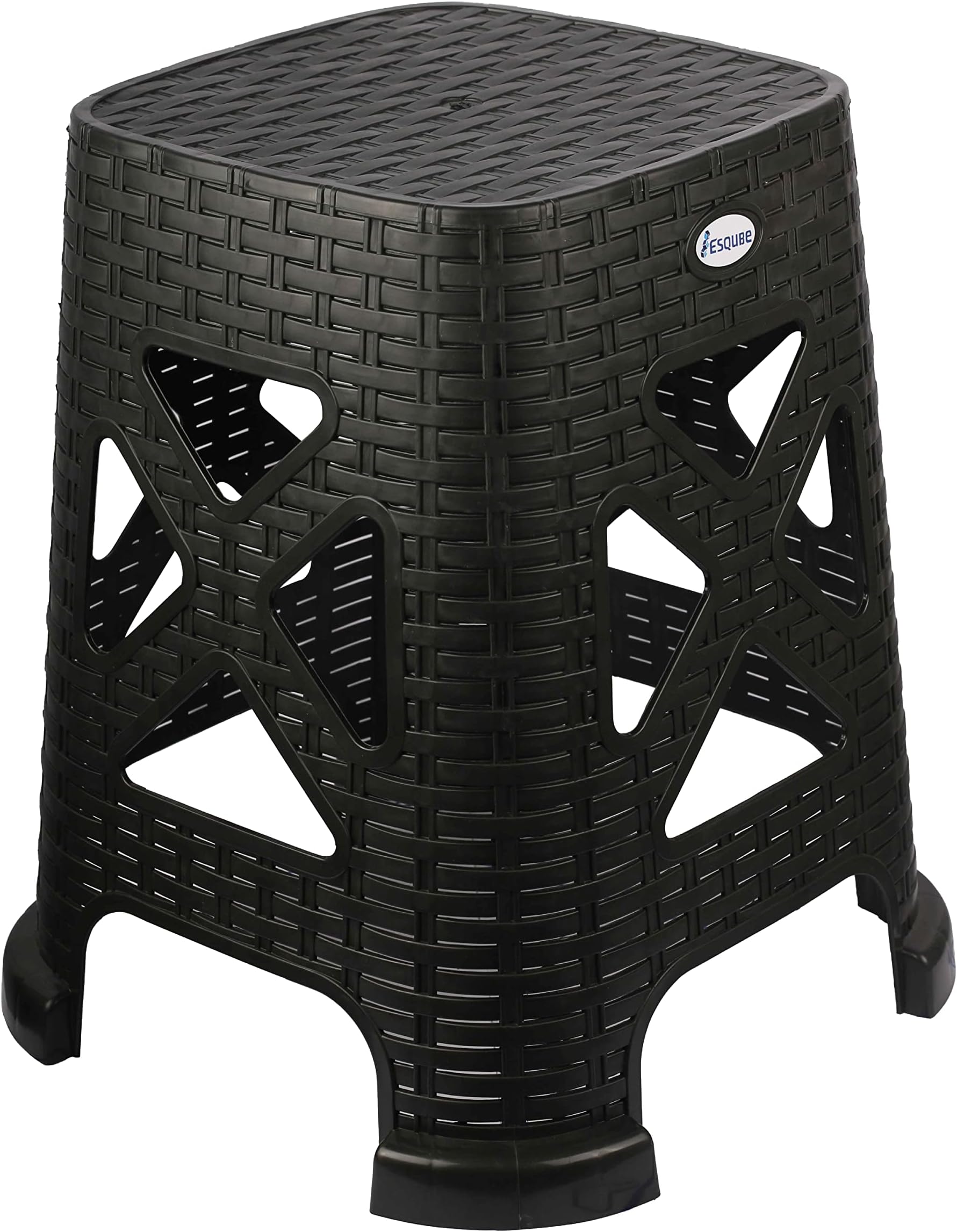 ESQUBE® Plastic High Stool Square for Indoors and Outdoors Black Color