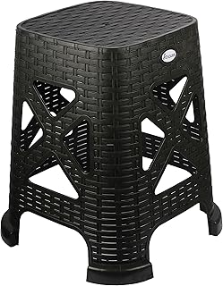 ESQUBE® Plastic High Stool Square for Indoors and Outdoors Black Color