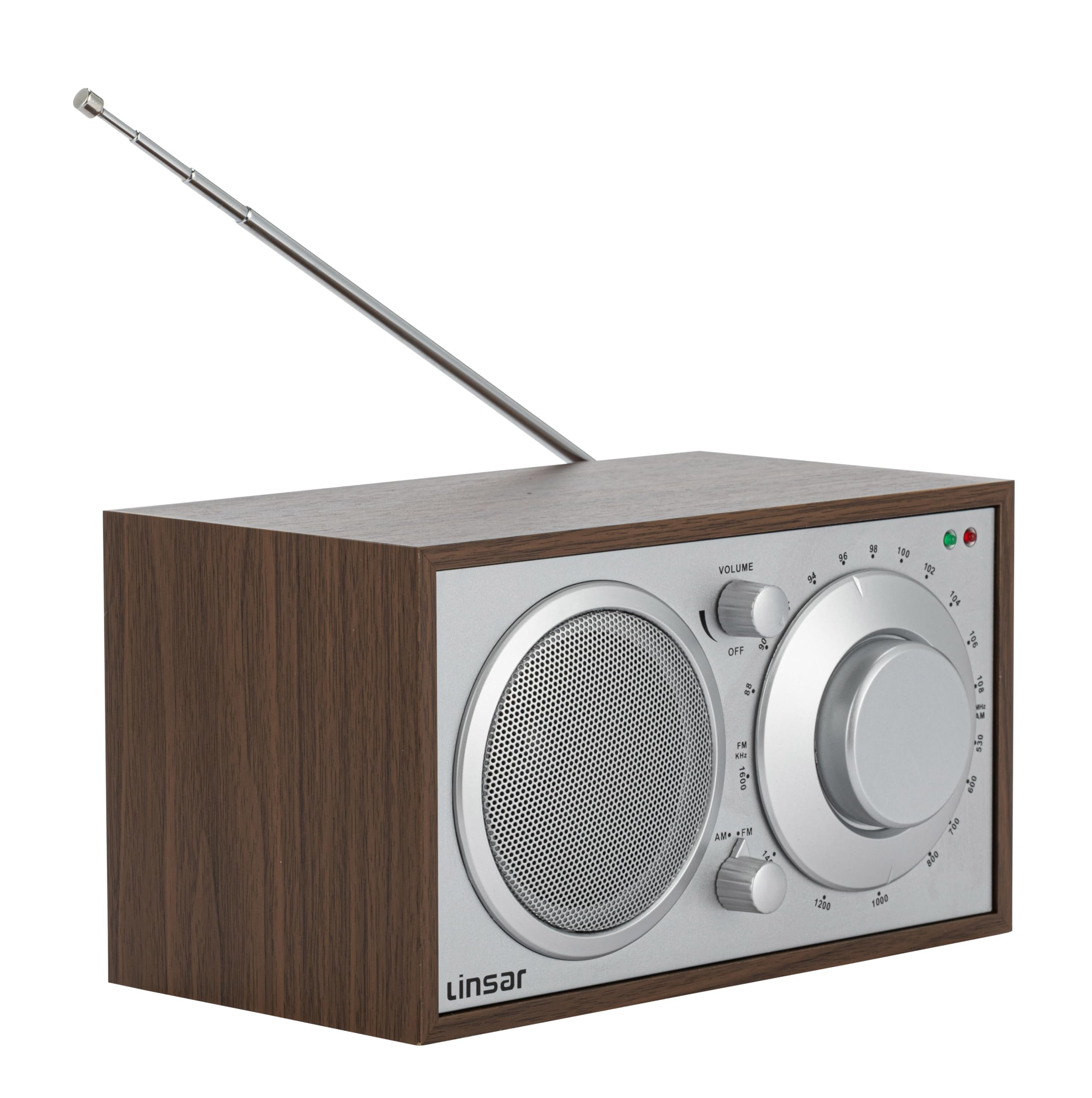 Linsar Radio in zeitlosem Holz-Design, Analoge Einstellung AM/FM, Eingebauter Mono-Lautsprecher, AUX-IN-Funktion, Kopfhörer-Funktion, Hochwertige Steuerknöpfe, Küchenfunk (braun)