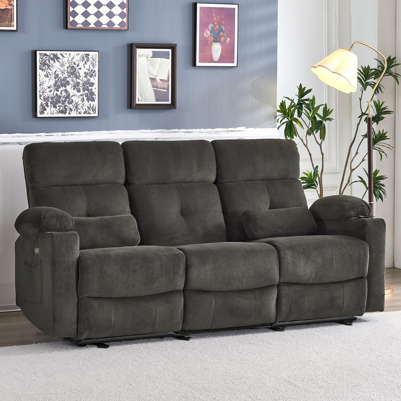 LARMACE Power Recliner Sofa and Loveseat Set Upholstered 2 Piece Reclining Couch